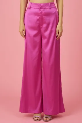 high waist satin wide leg pants