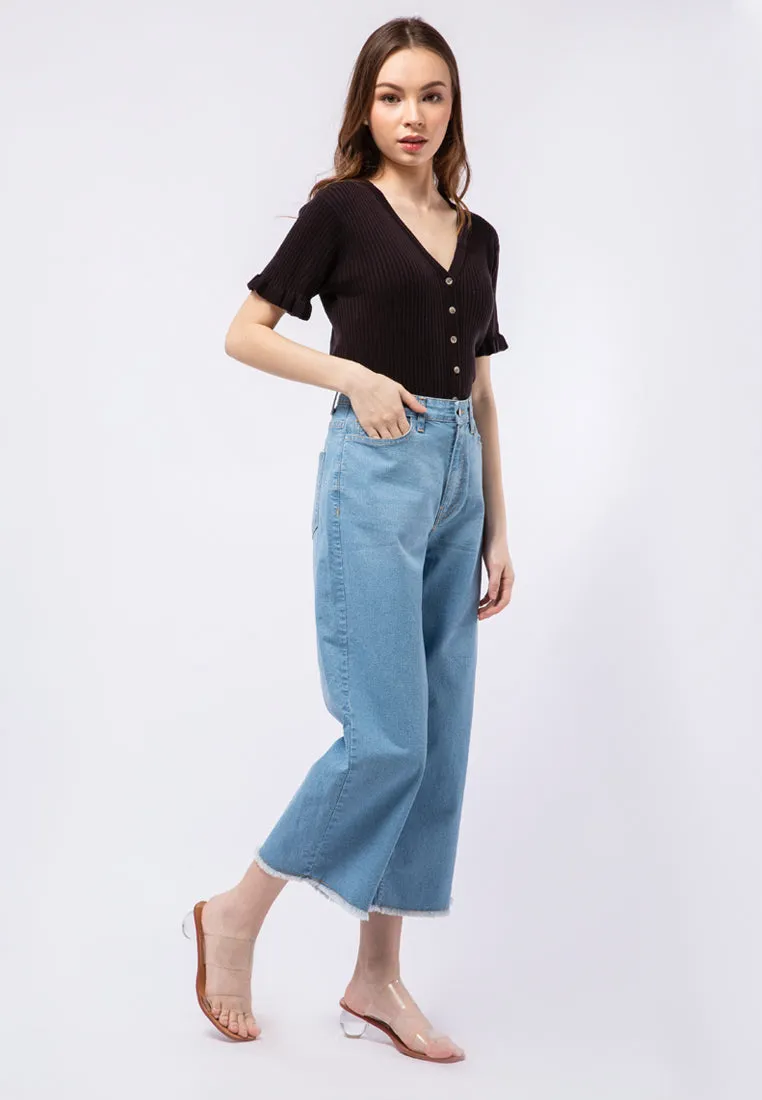 High Waist Straight Denim Pants