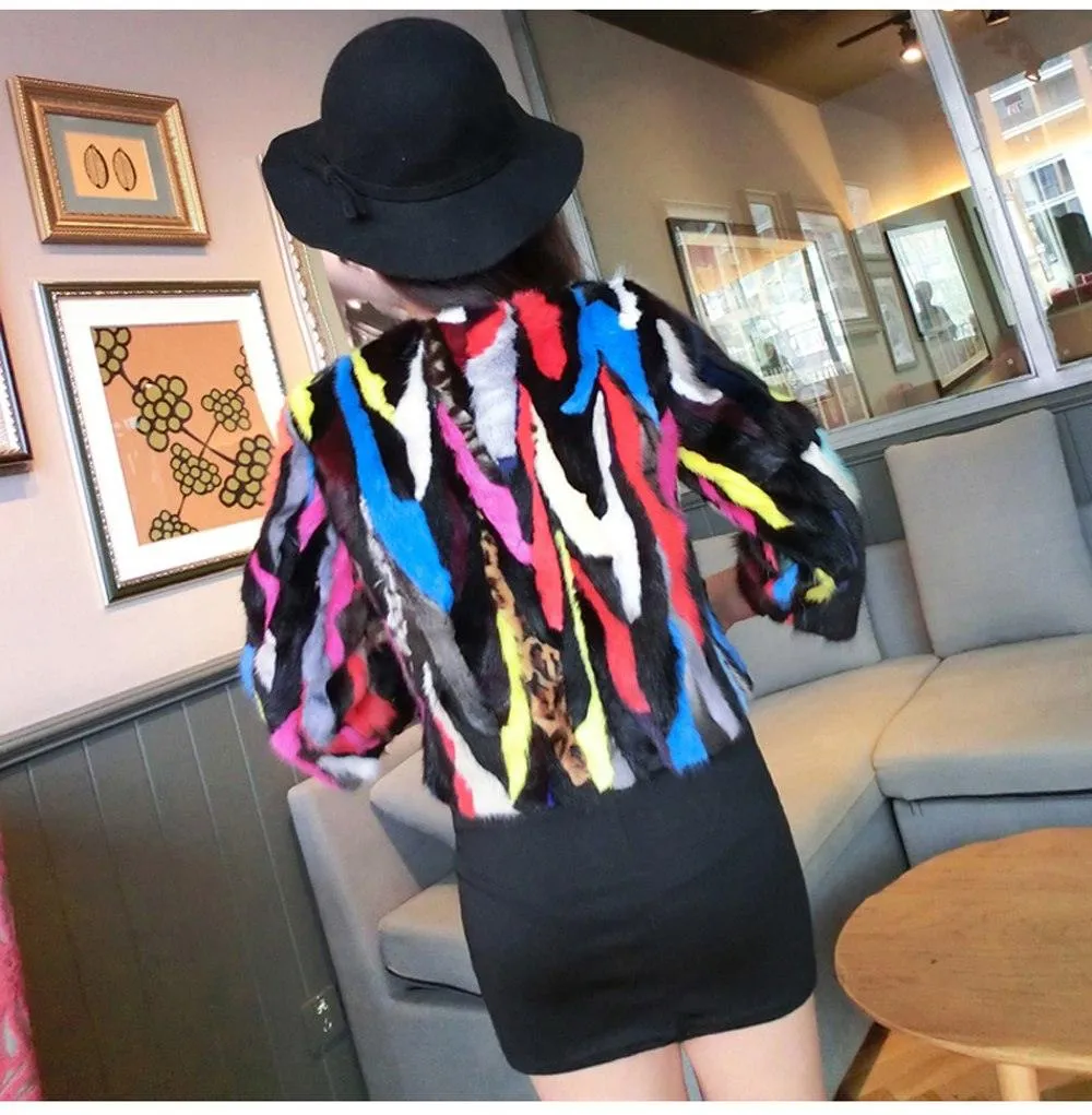 Hot Sale Winter New Style Real Mink Fur Coat Women Colorful Fur Jacket Female Short Style Warm Genuine Mink Fur Overcoat