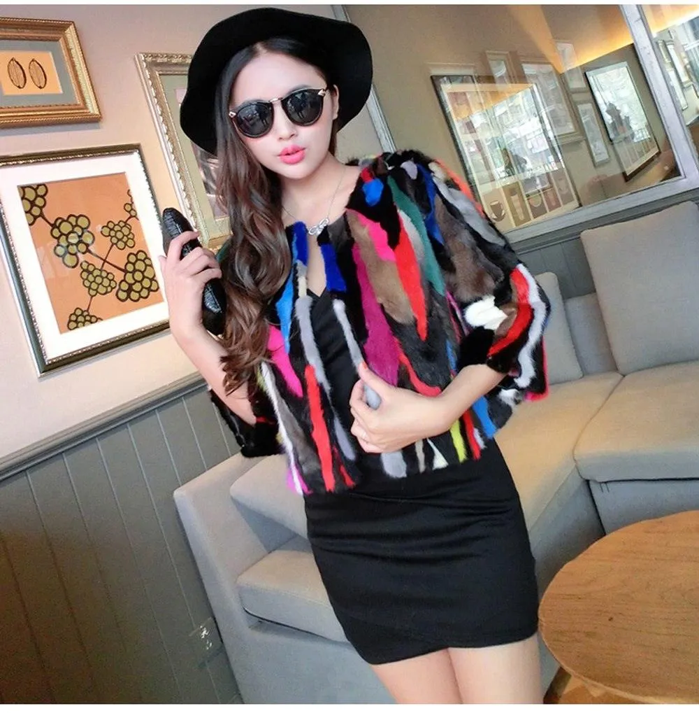 Hot Sale Winter New Style Real Mink Fur Coat Women Colorful Fur Jacket Female Short Style Warm Genuine Mink Fur Overcoat
