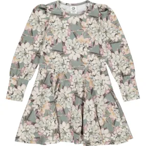 Hydrangeas print long sleeve dress