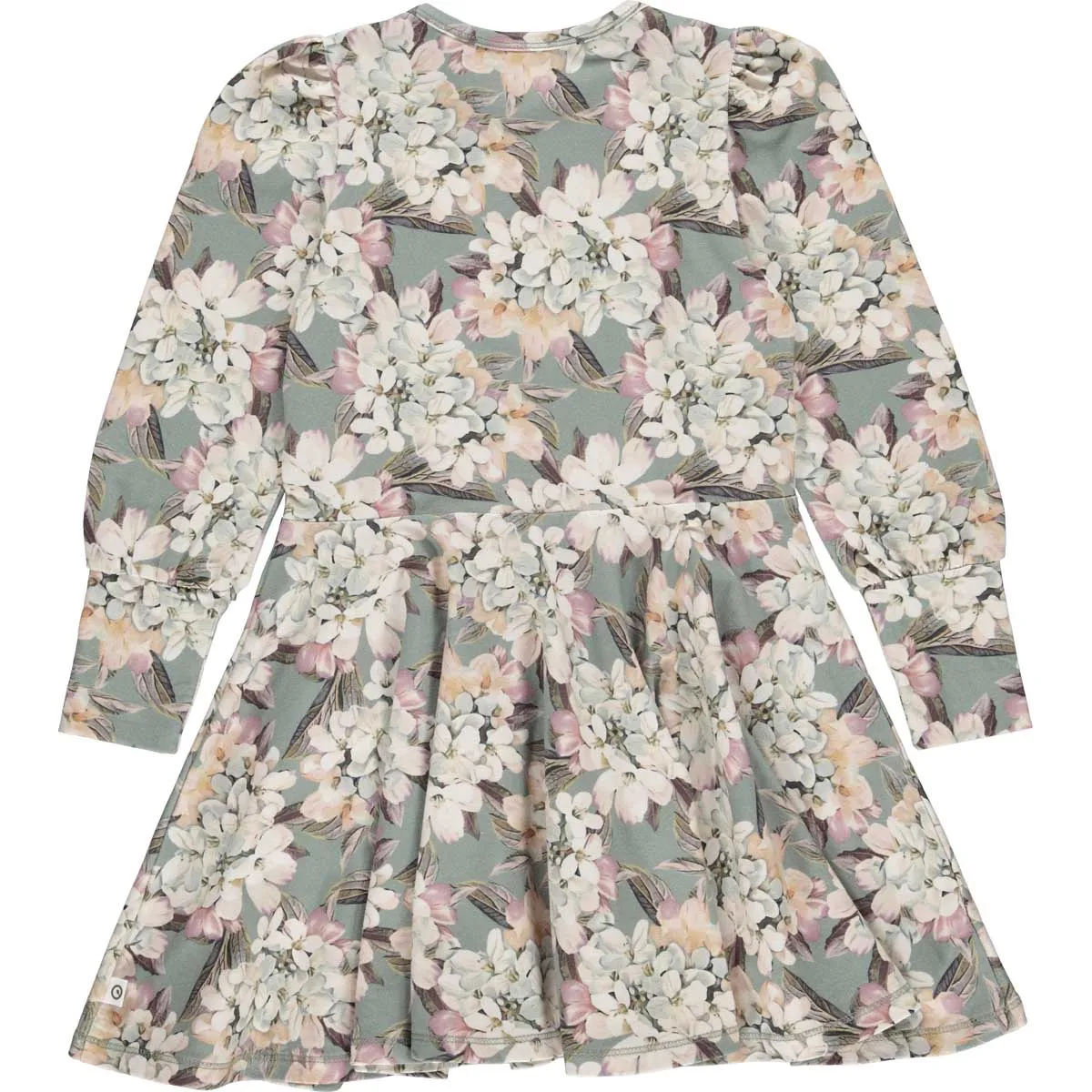 Hydrangeas print long sleeve dress