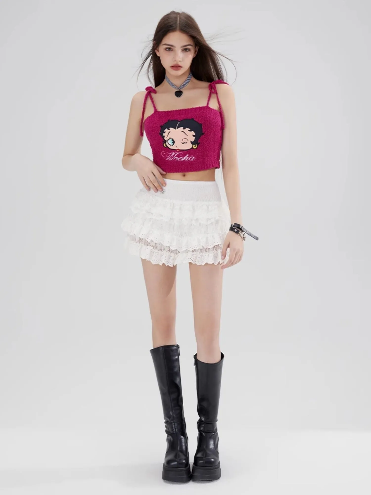 Lace Puffy Short Cake Skirt
