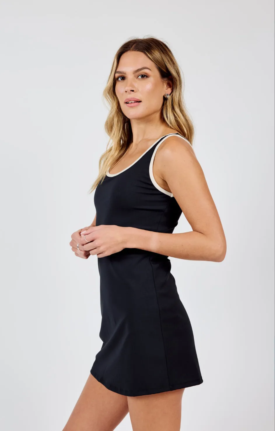 laney contrast tennis romper