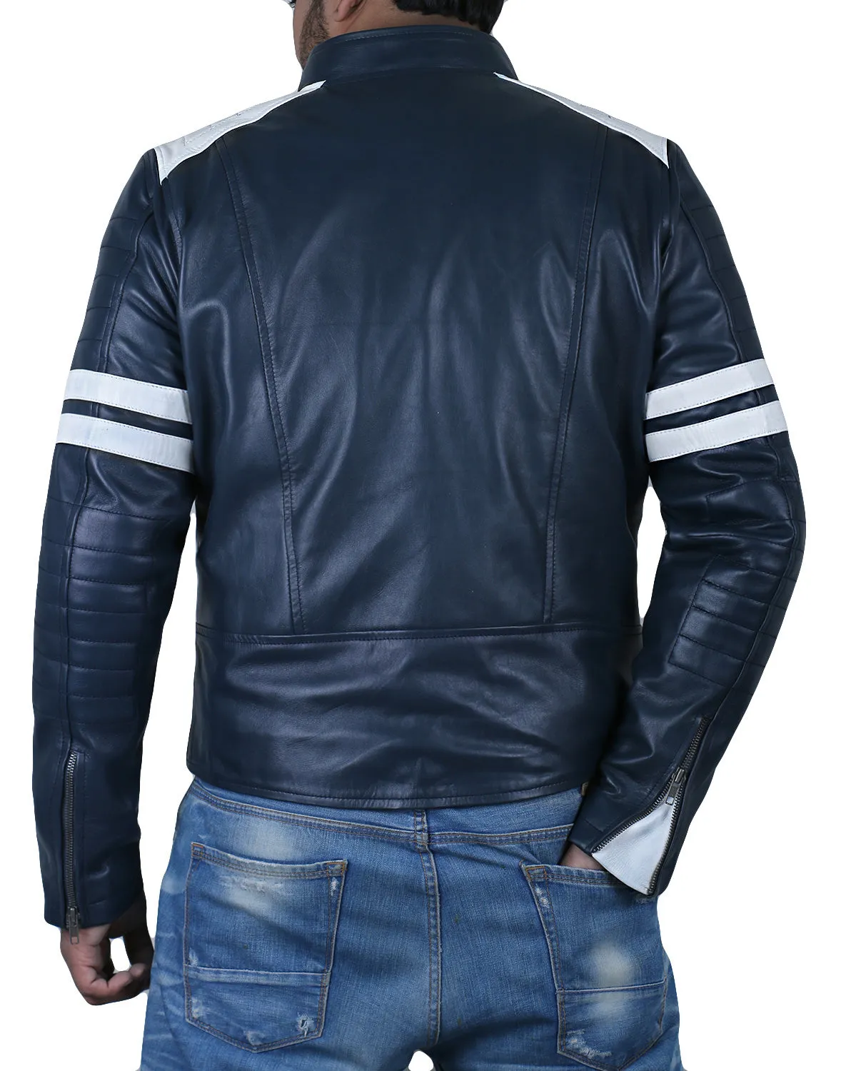 Leather Jackets Hub Mens Genuine Lambskin Leather Jacket (Black, Racer Jacket) - 1501005