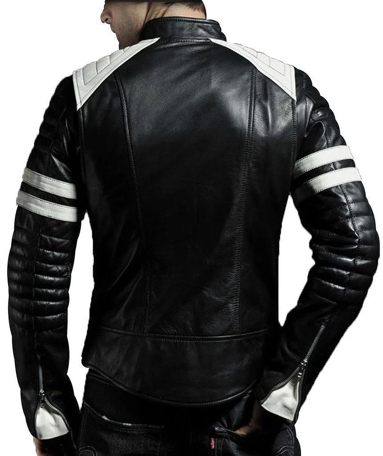 Leather Jackets Hub Mens Genuine Lambskin Leather Jacket (Black, Racer Jacket) - 1501005