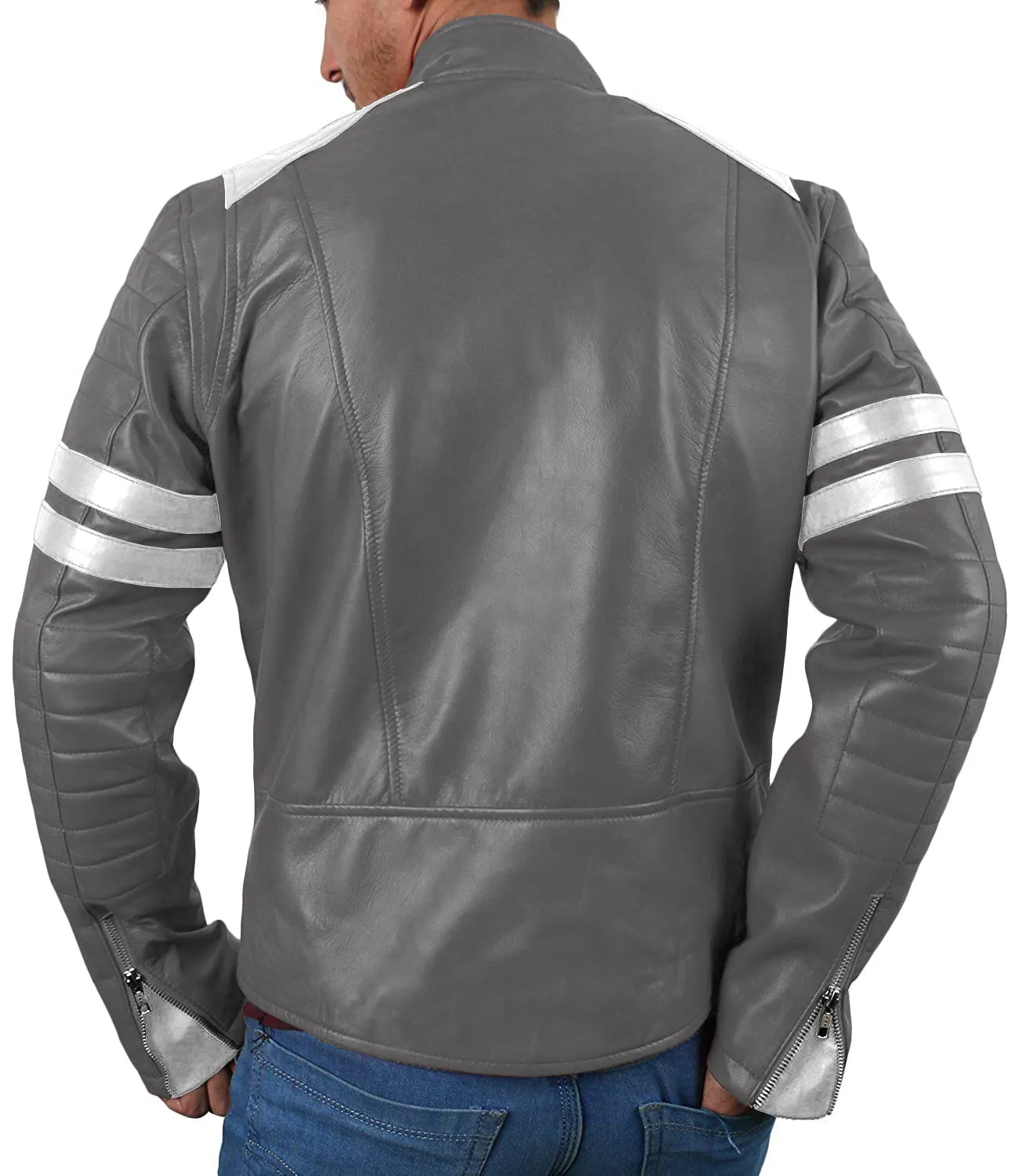 Leather Jackets Hub Mens Genuine Lambskin Leather Jacket (Black, Racer Jacket) - 1501005