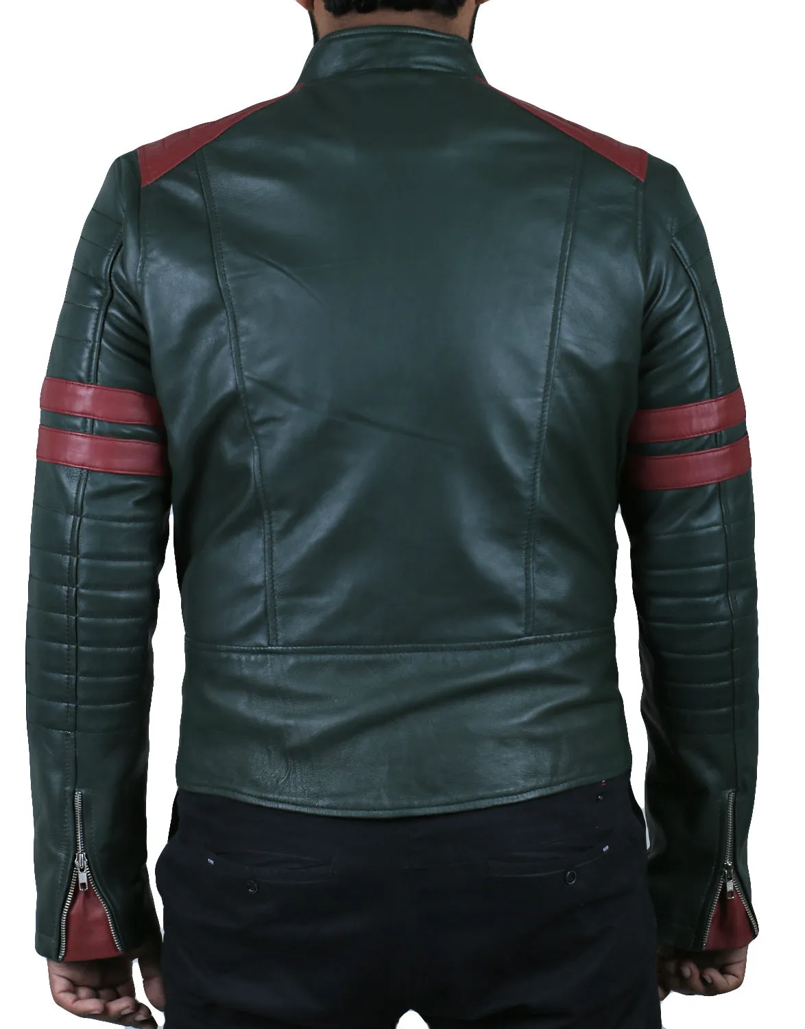 Leather Jackets Hub Mens Genuine Lambskin Leather Jacket (Black, Racer Jacket) - 1501005