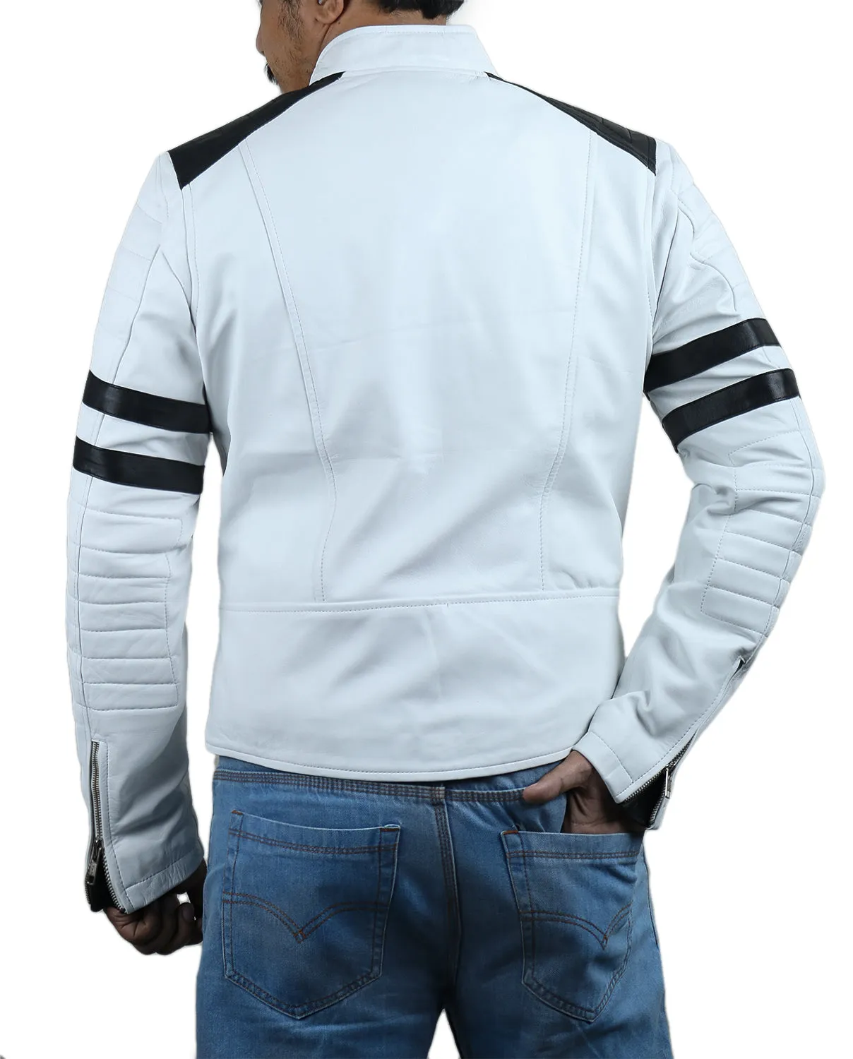 Leather Jackets Hub Mens Genuine Lambskin Leather Jacket (Black, Racer Jacket) - 1501005