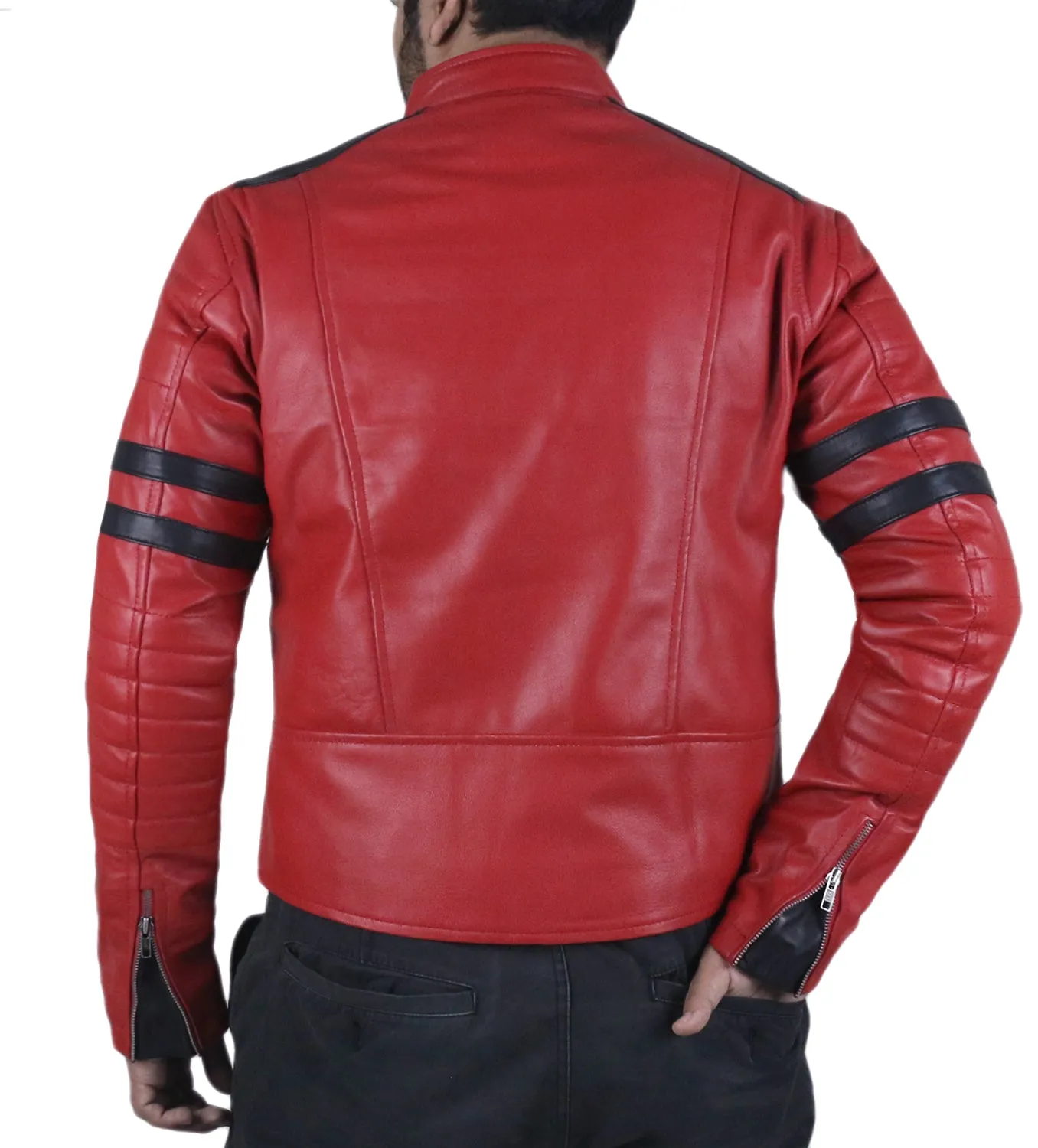 Leather Jackets Hub Mens Genuine Lambskin Leather Jacket (Black, Racer Jacket) - 1501005