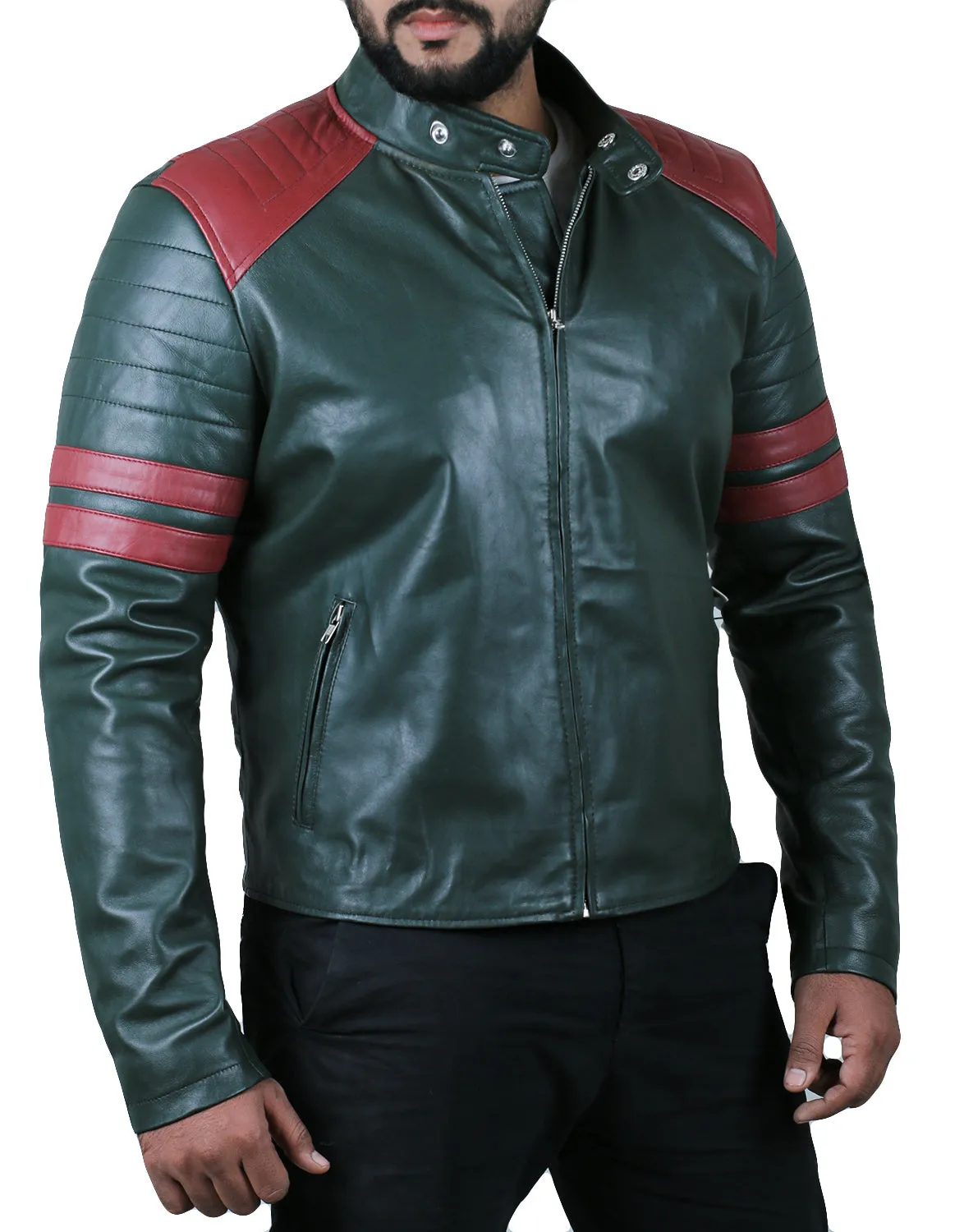 Leather Jackets Hub Mens Genuine Lambskin Leather Jacket (Black, Racer Jacket) - 1501005