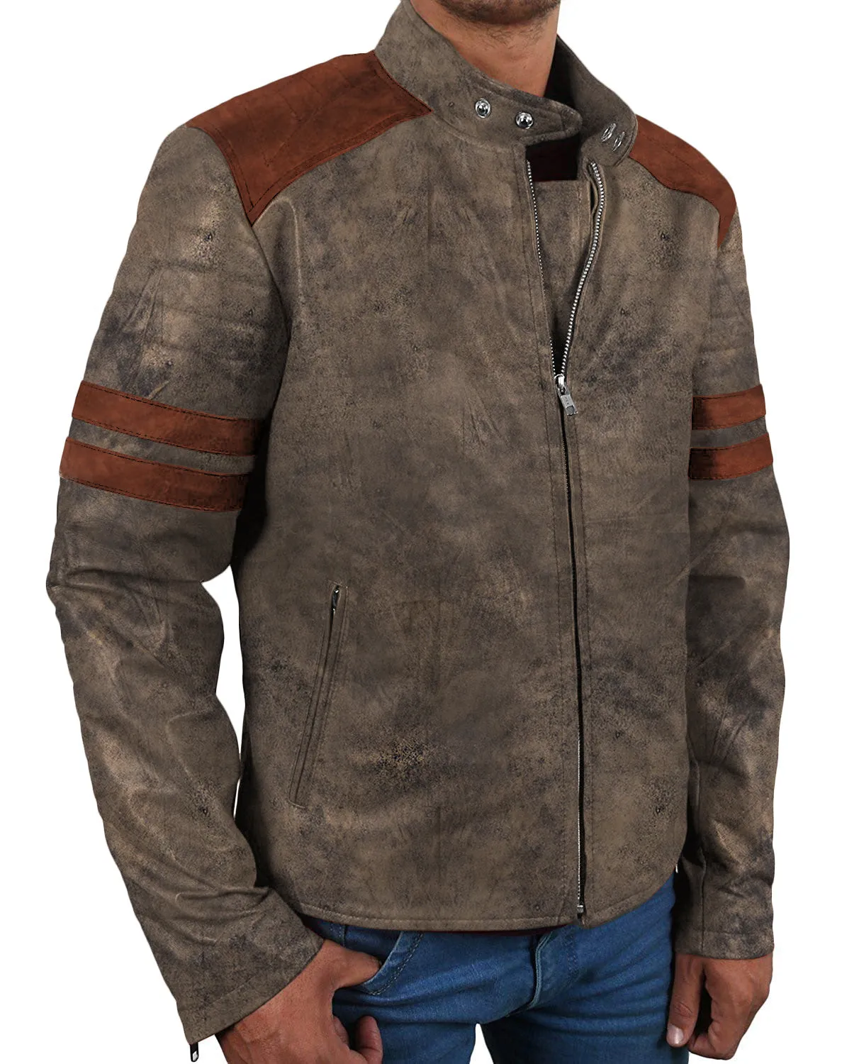 Leather Jackets Hub Mens Genuine Lambskin Leather Jacket (Black, Racer Jacket) - 1501005