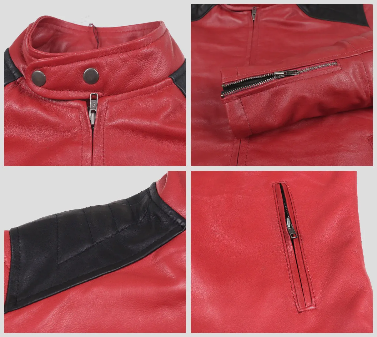 Leather Jackets Hub Mens Genuine Lambskin Leather Jacket (Black, Racer Jacket) - 1501005