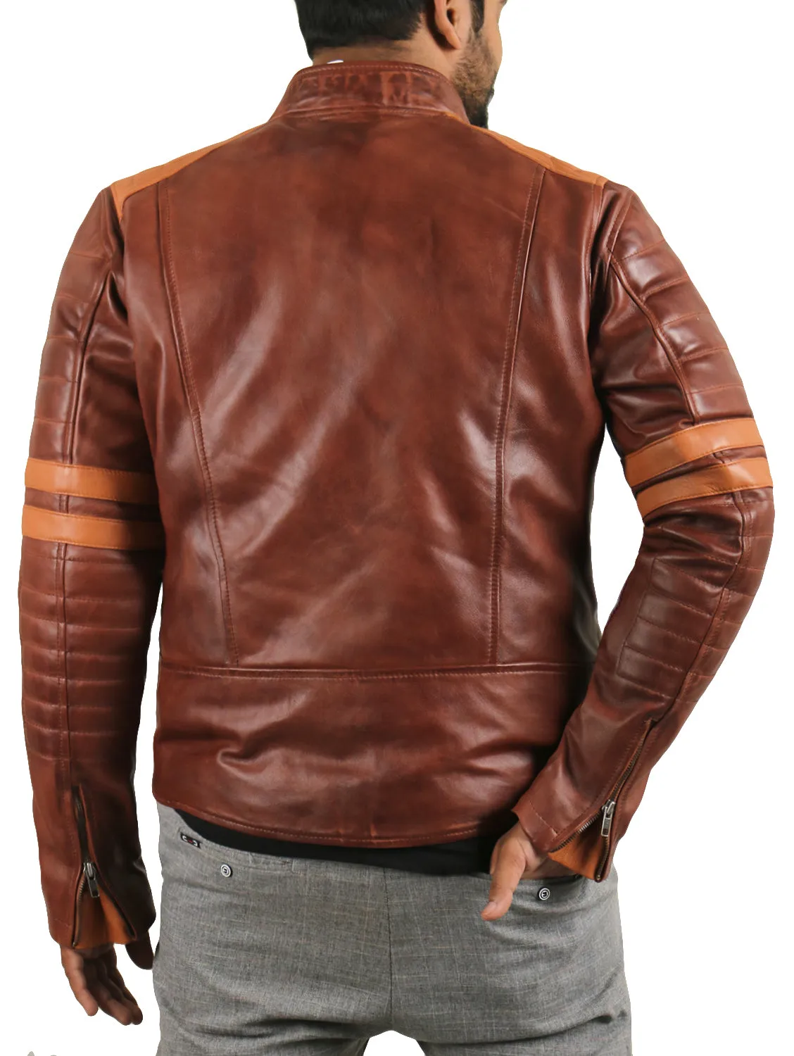 Leather Jackets Hub Mens Genuine Lambskin Leather Jacket (Black, Racer Jacket) - 1501005