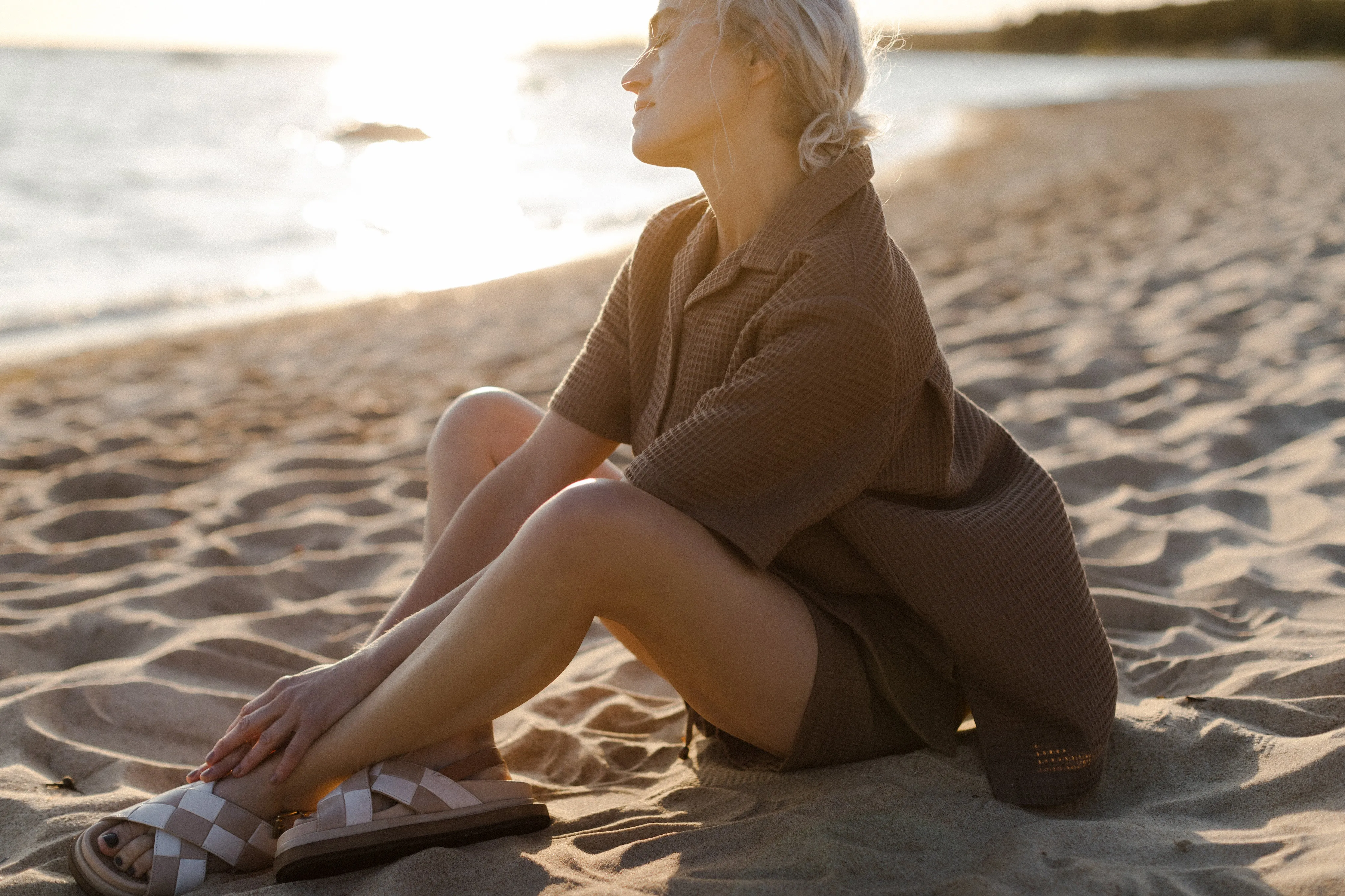 LIN High-Waist Shorts - Cocoa Waffle