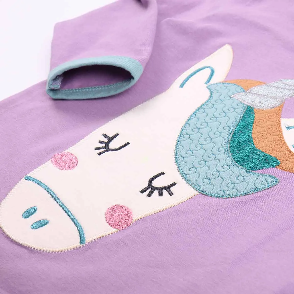Long sleeve top- unicorn appliqué