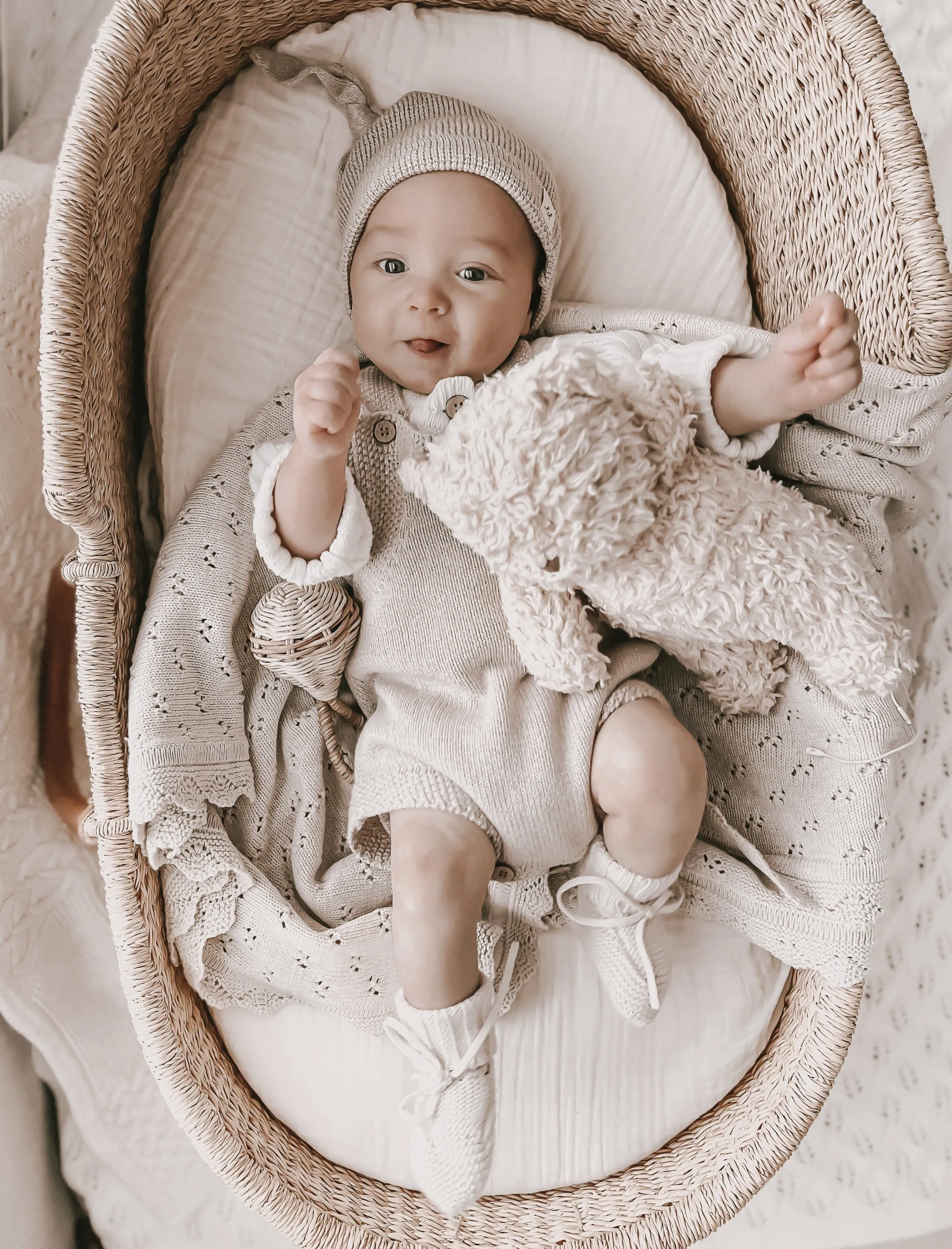 Luna   Luca Novelty Knit Romper - Heather Beige