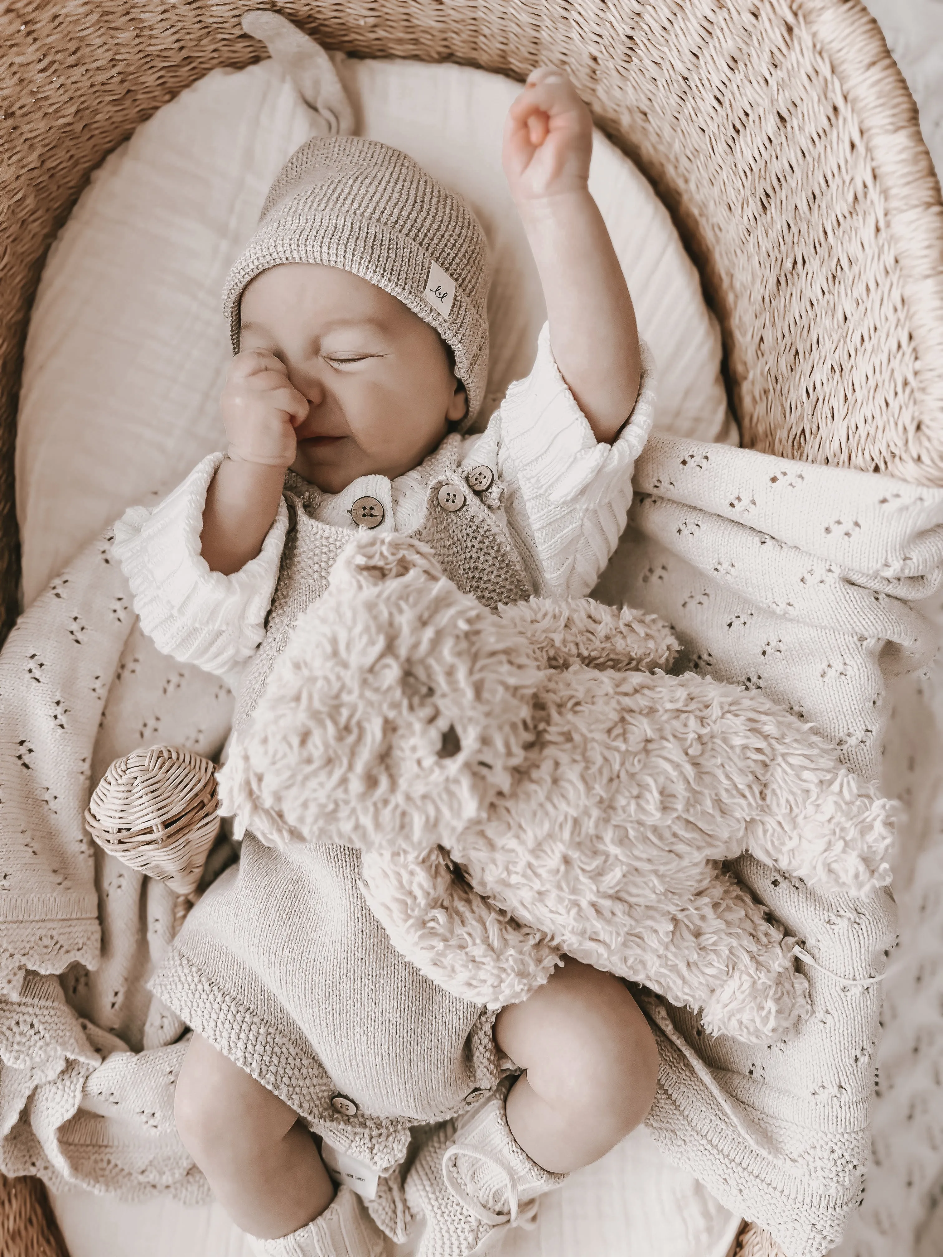 Luna   Luca Novelty Knit Romper - Heather Beige