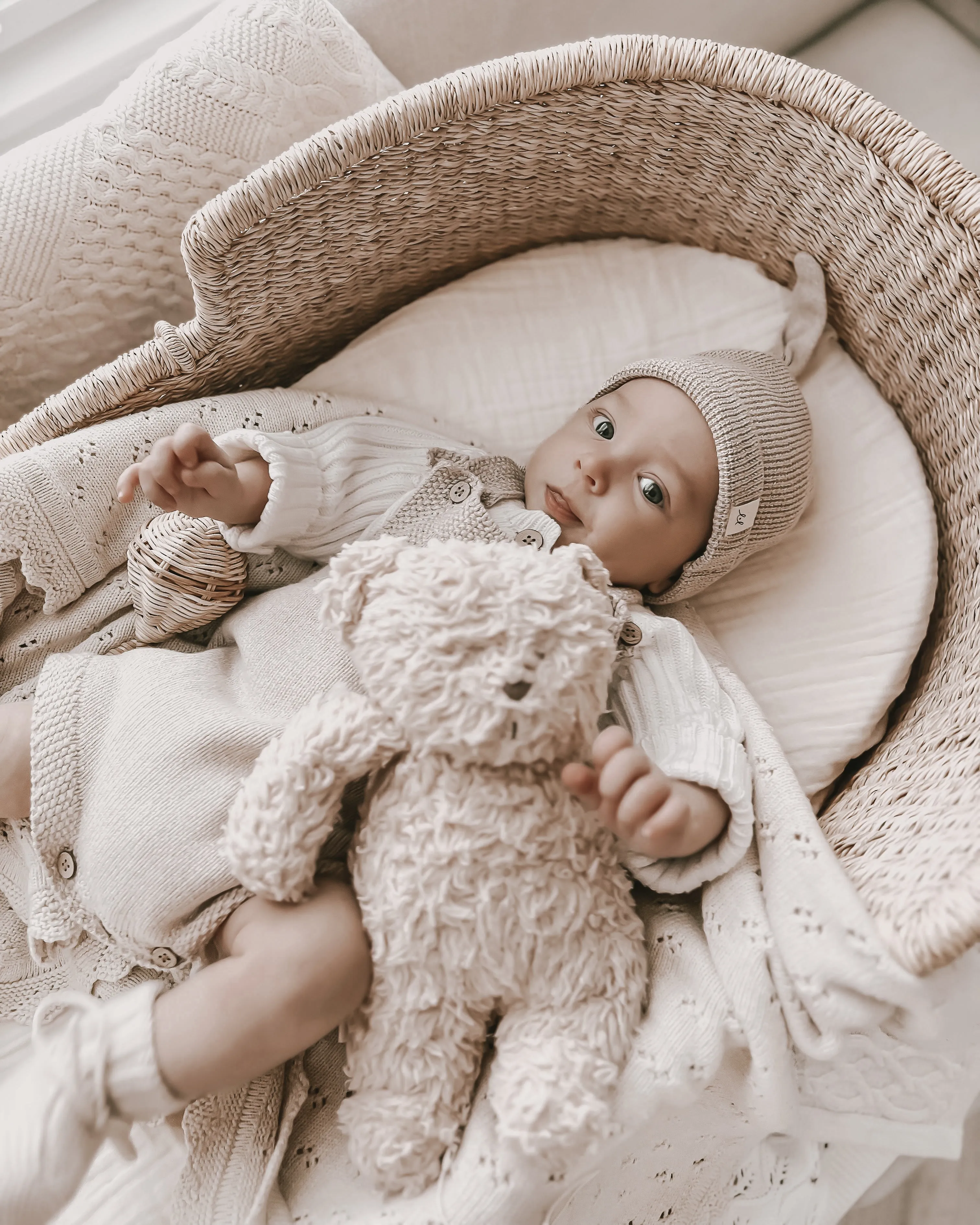 Luna   Luca Novelty Knit Romper - Heather Beige