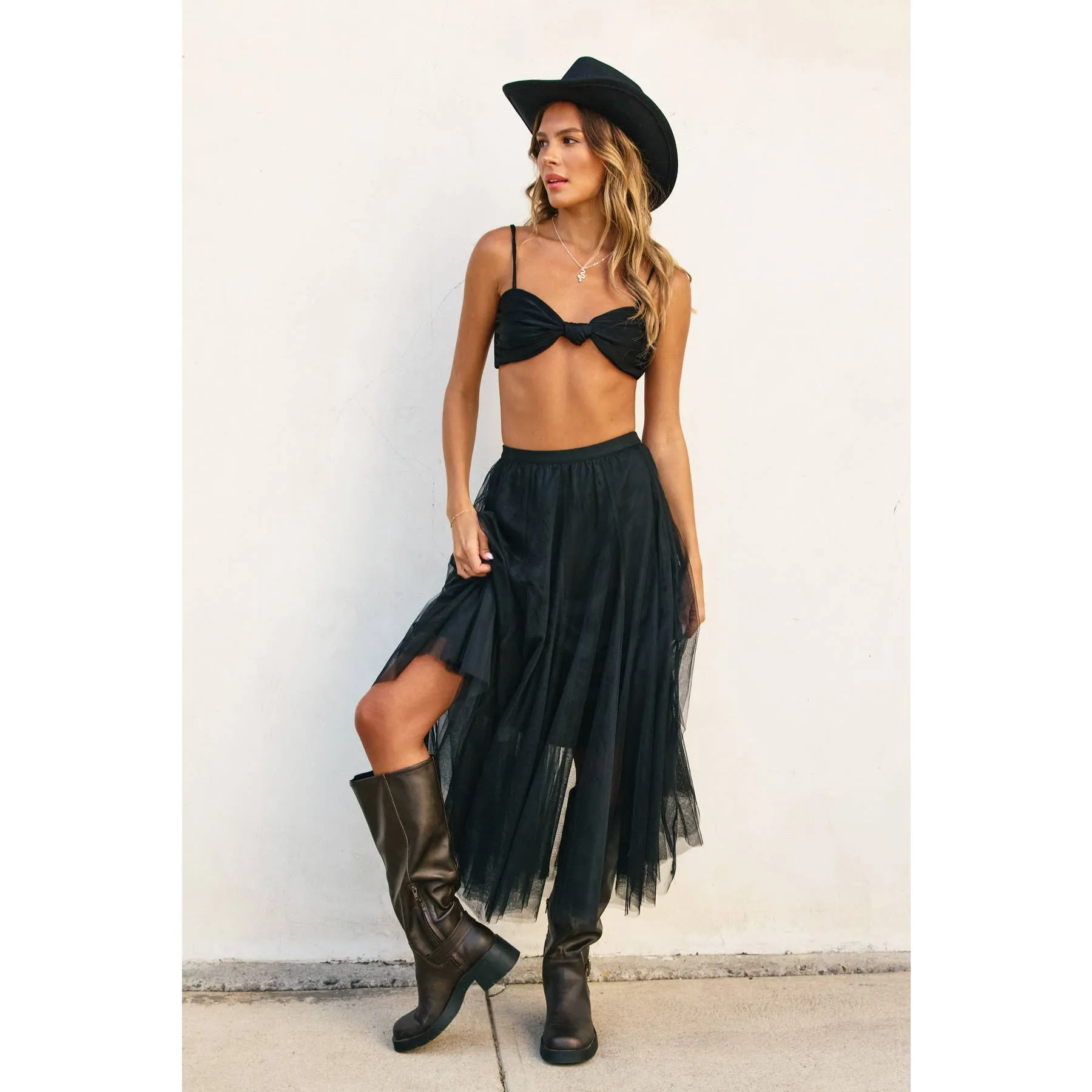 Mary - Be Free Mesh Paneled Midi Skirt