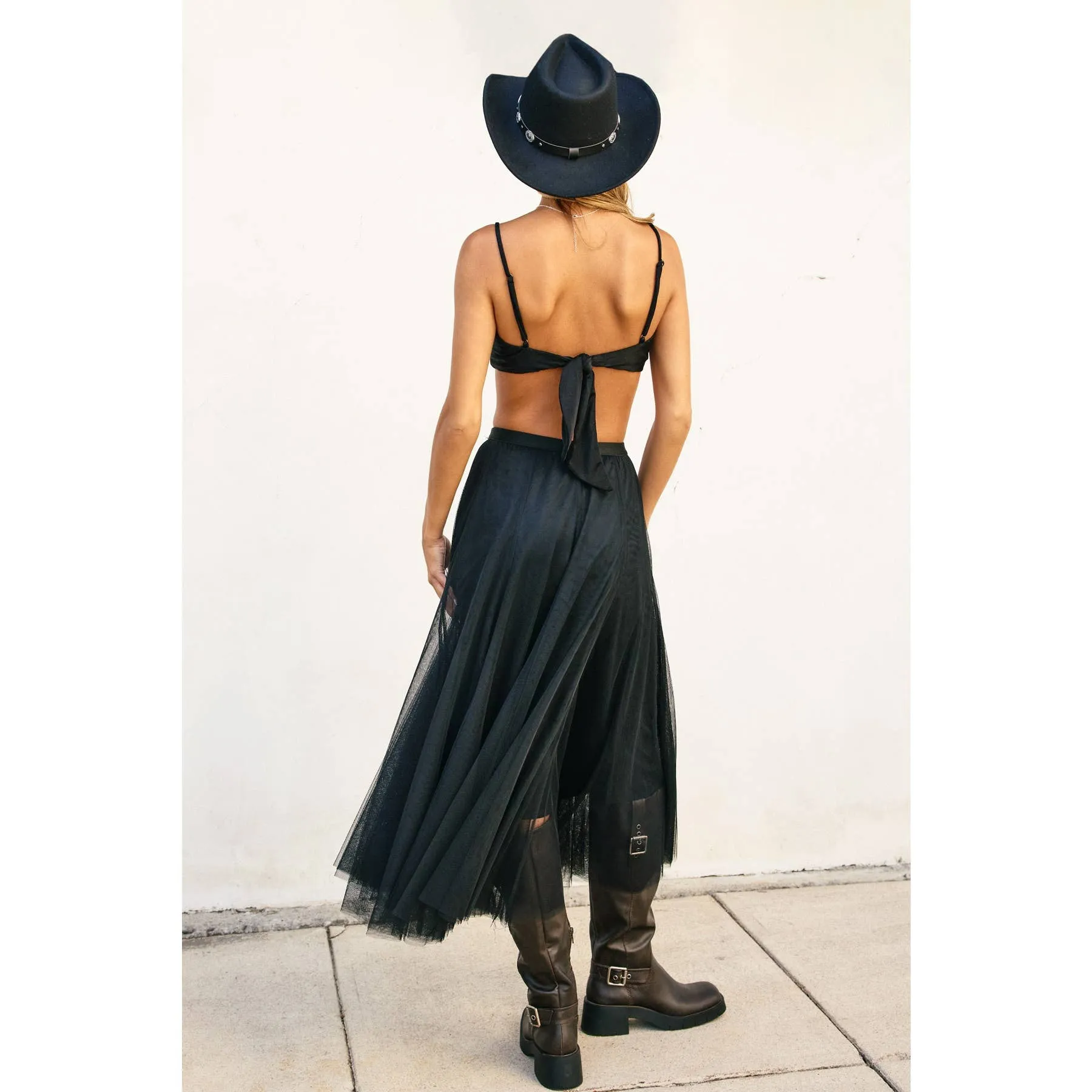 Mary - Be Free Mesh Paneled Midi Skirt