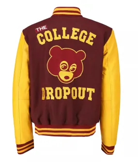Men Vintage College Dropout Baseball Letterman Chenile Embroidery Varsity Jacket