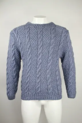 Men’s light blue chunky cable knit jumper – M