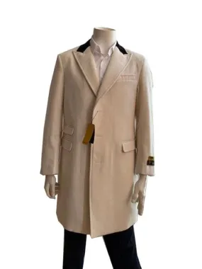 Mens Wool Trench coat - "Off White" Color Mens Overcoat