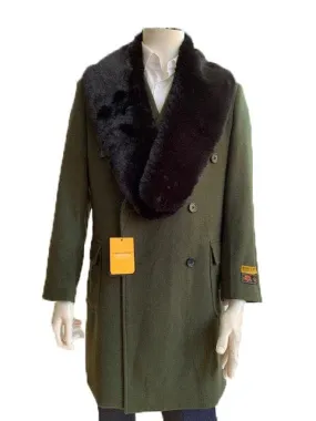 Mens Wool Trench coat - "Olive" Color Mens Overcoat