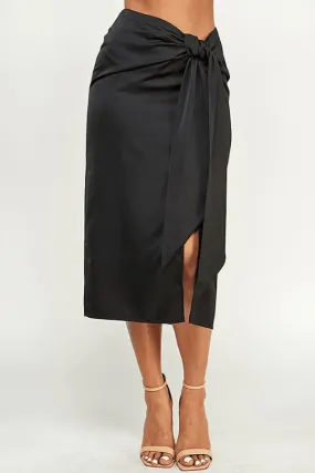 Midi Skirt with Front Knot Detail