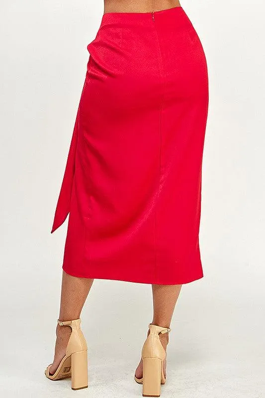 Midi Skirt with Front Knot Detail