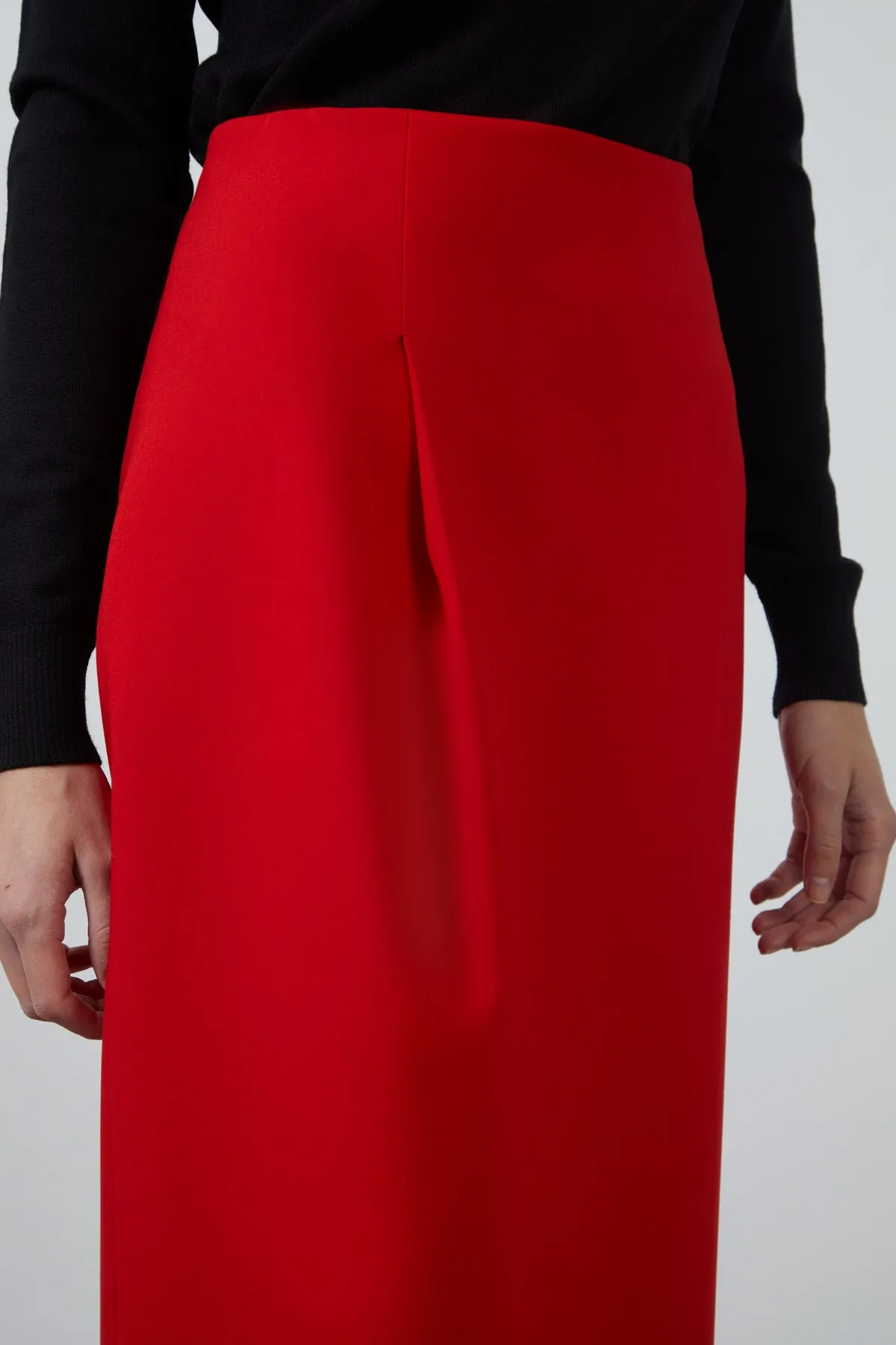Midi Straight Form Red Skirt