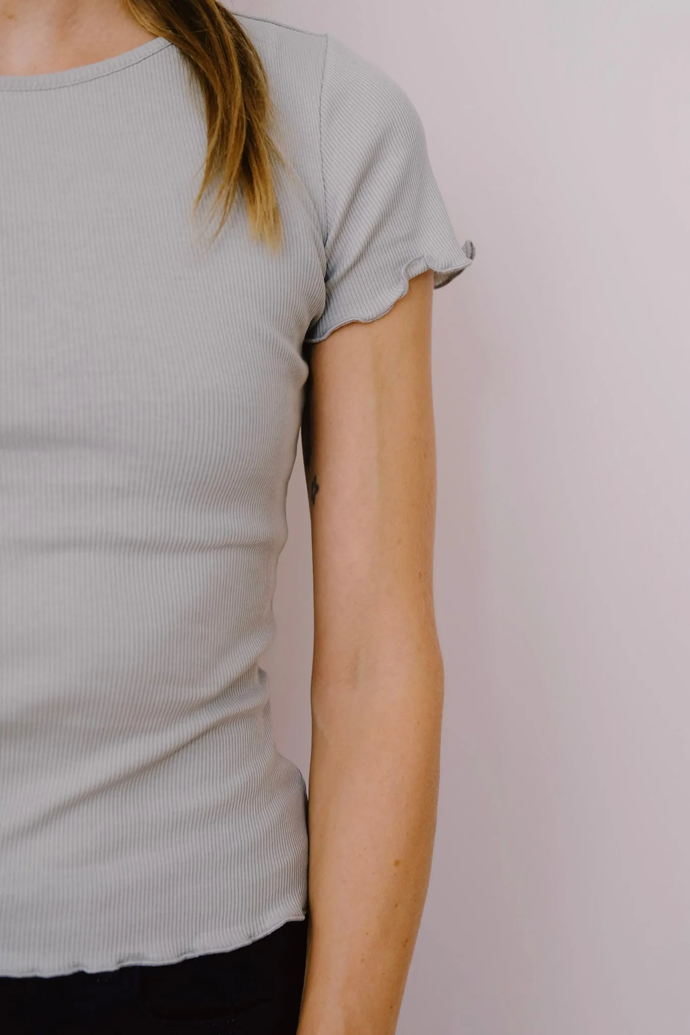 minirib t-shirt - ren - muted sea spray