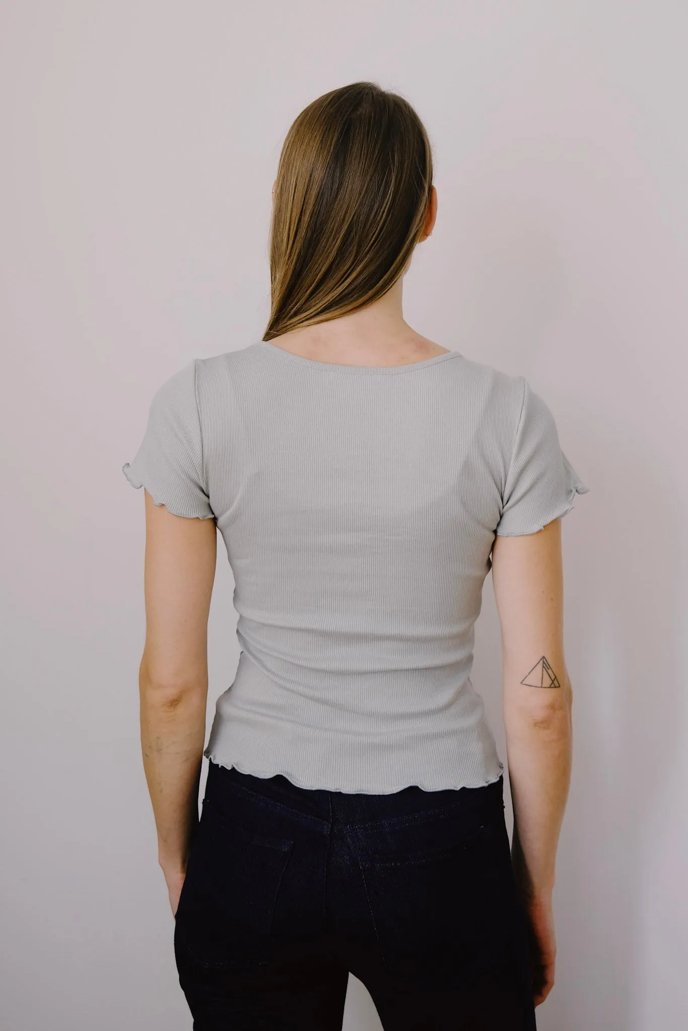 minirib t-shirt - ren - muted sea spray