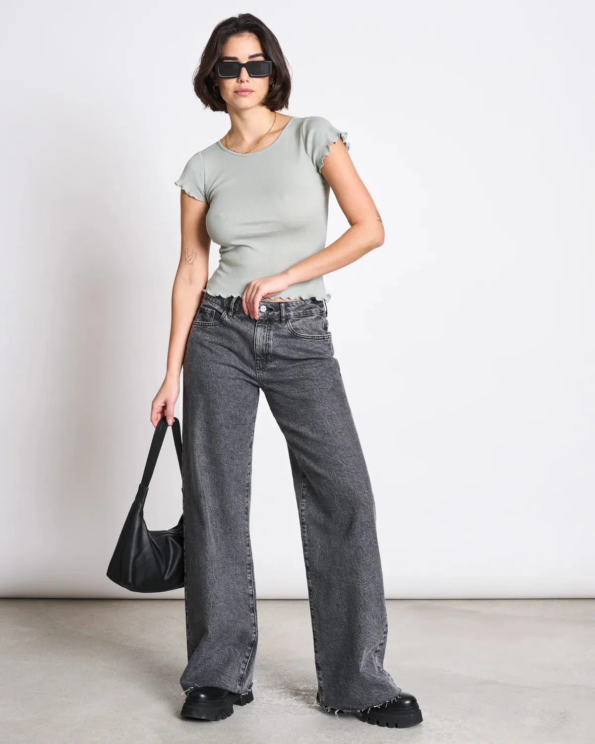 minirib t-shirt - ren - muted sea spray