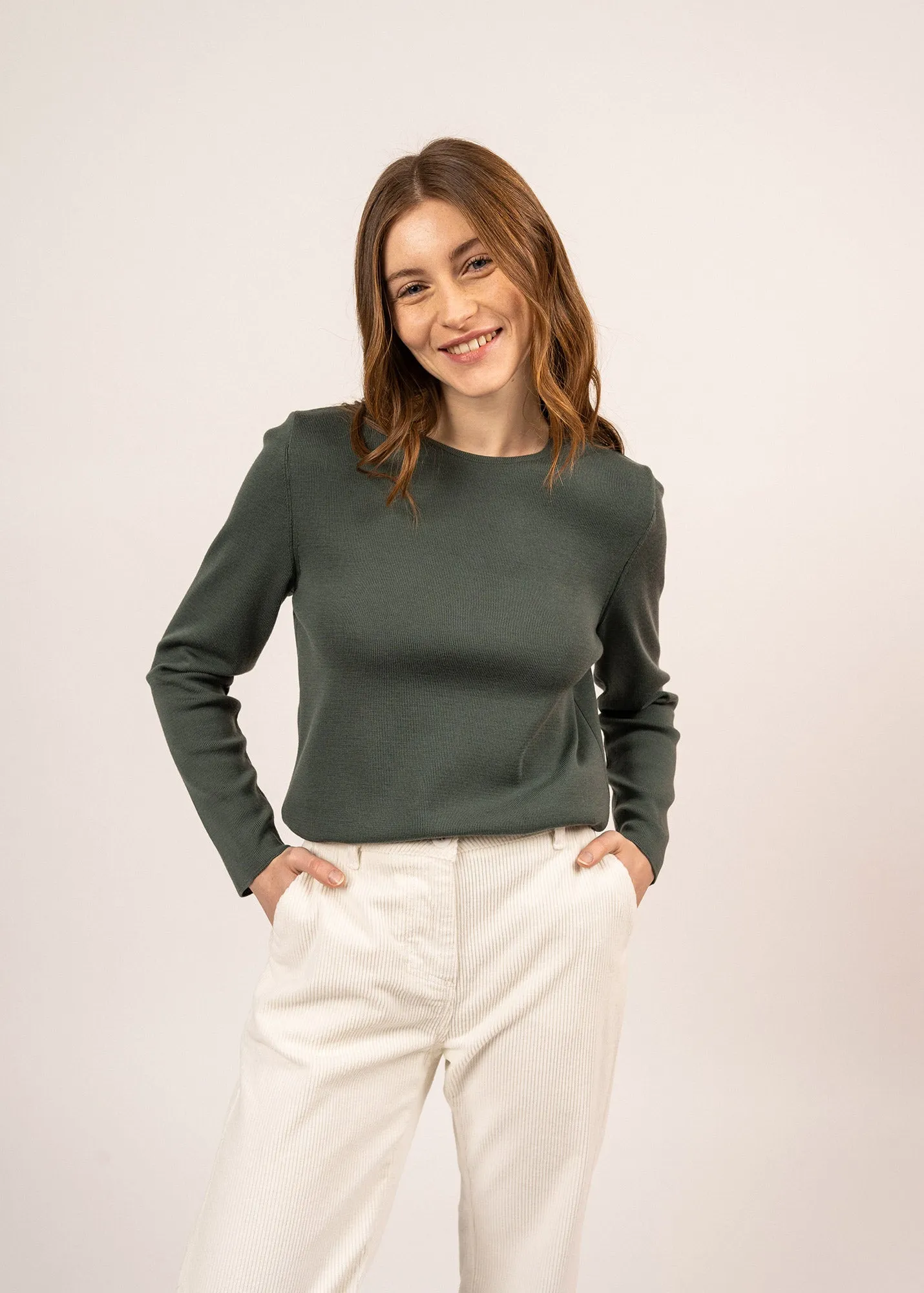 Molène fine jumper - in wool, round neck (VEGETAL)