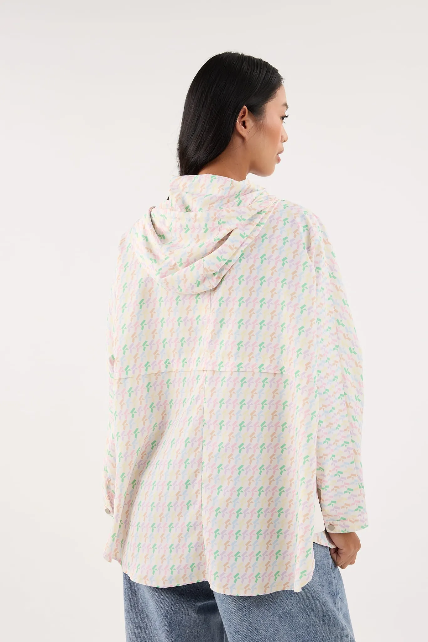 Multi-Colour White Printed Parka Jacket