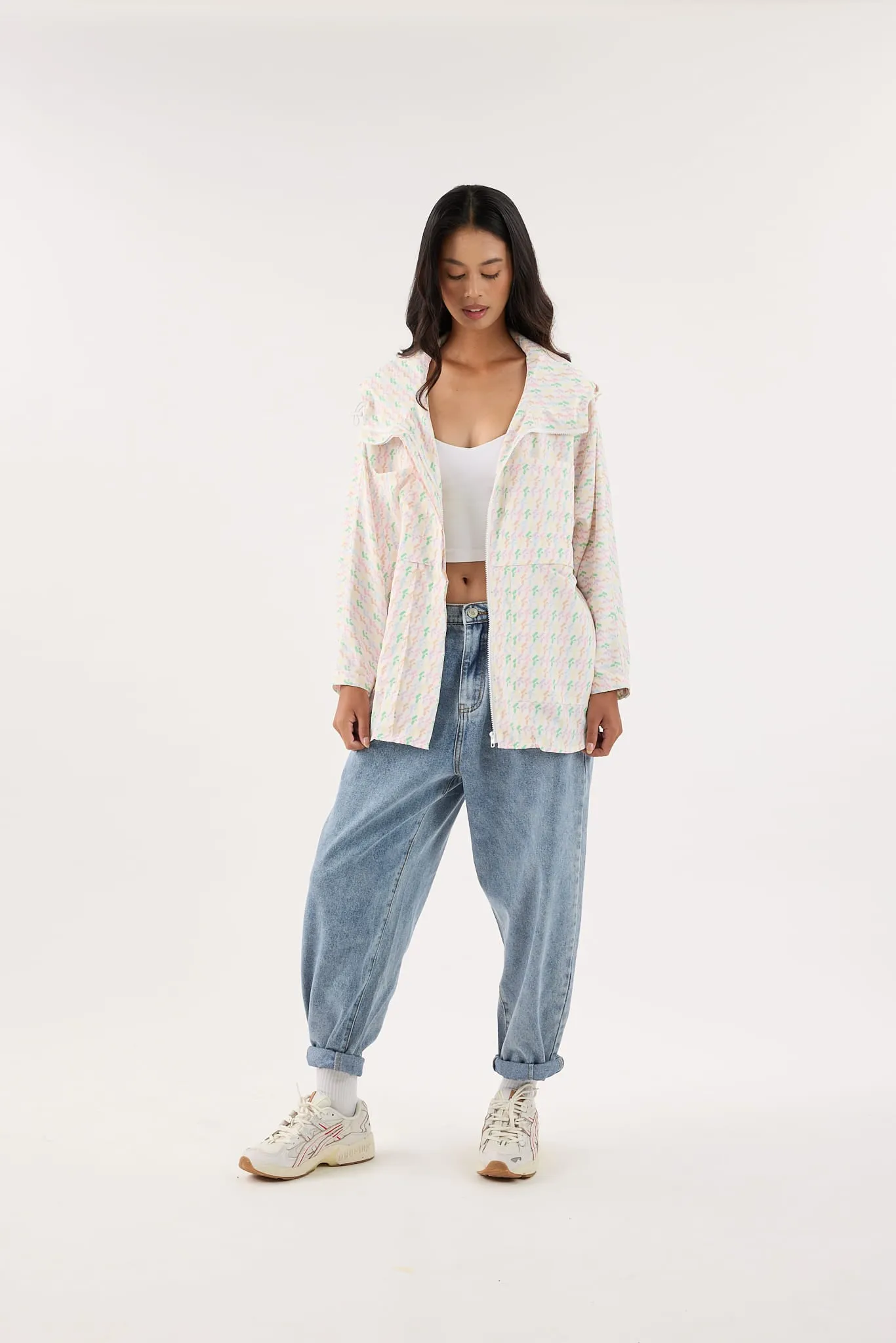 Multi-Colour White Printed Parka Jacket