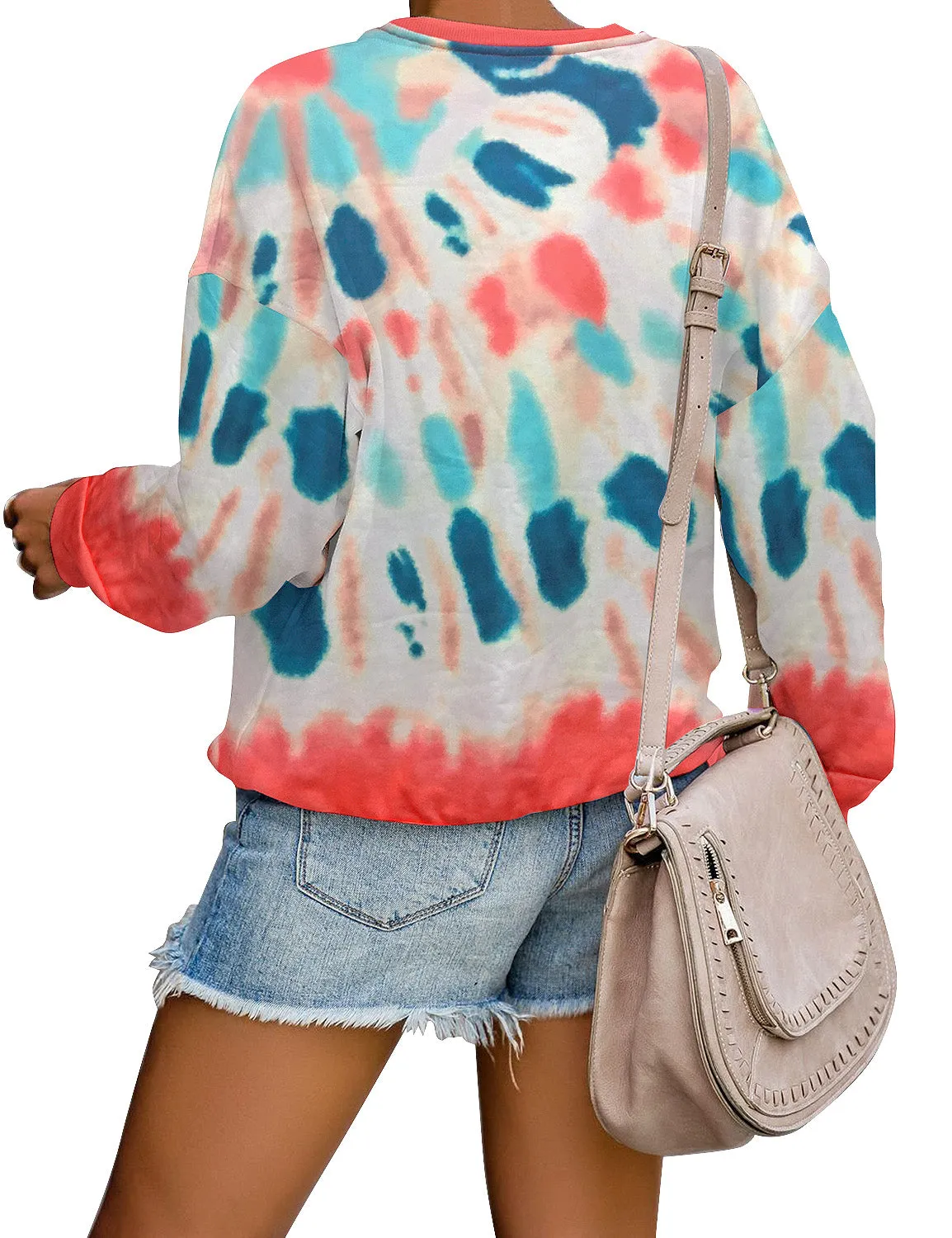 Multicolor Tie-Dye Drop Shoulder Pullover Sweater