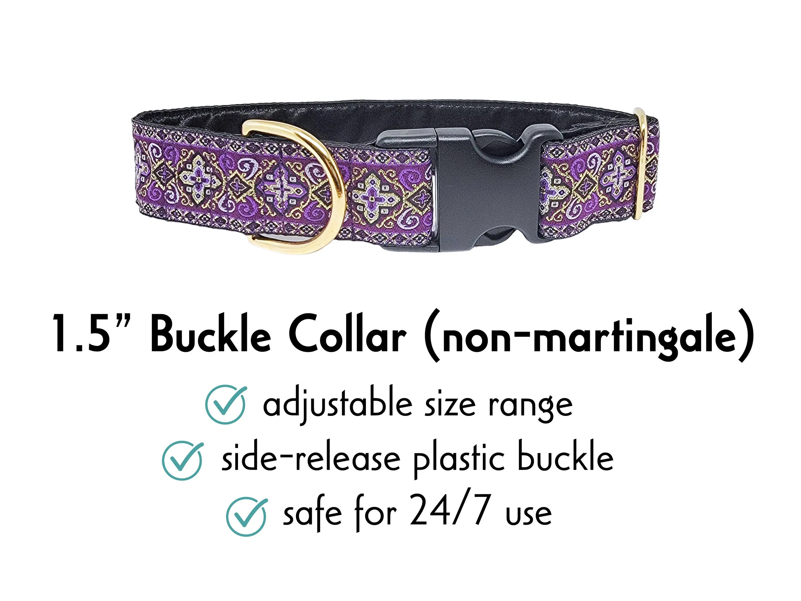 Nobility in Purple - Martingale or Buckle Dog Collar - 1.5" Width