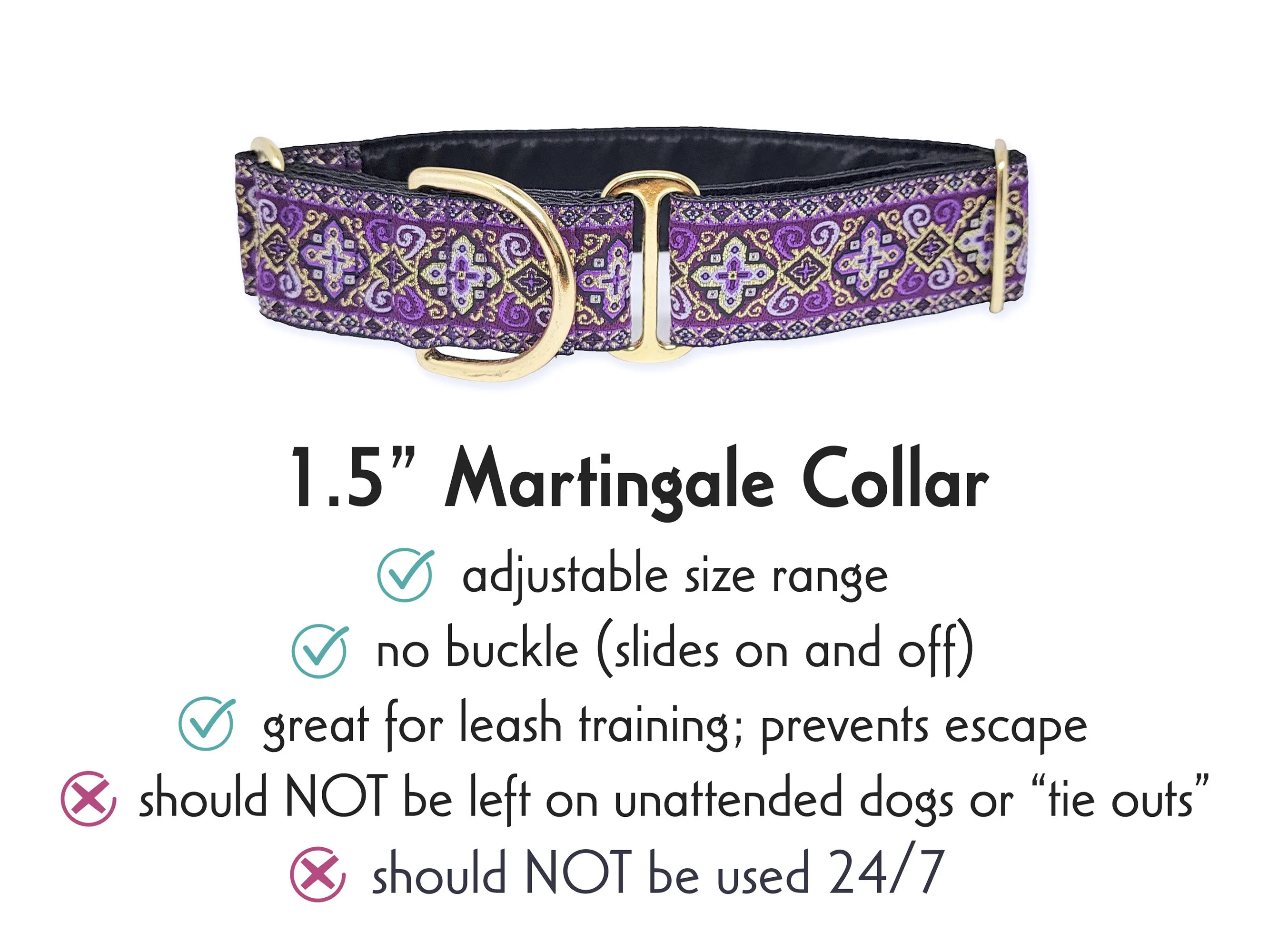 Nobility in Purple - Martingale or Buckle Dog Collar - 1.5" Width