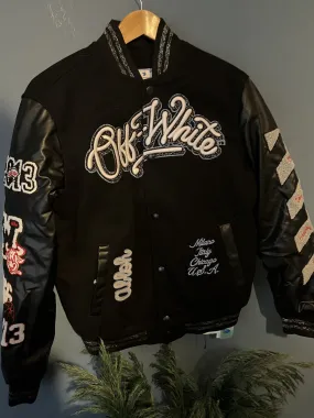 Off-White c/o Chicago Bulls " Red Varsity " Jacket styled in Black for Fall&Winter 2024