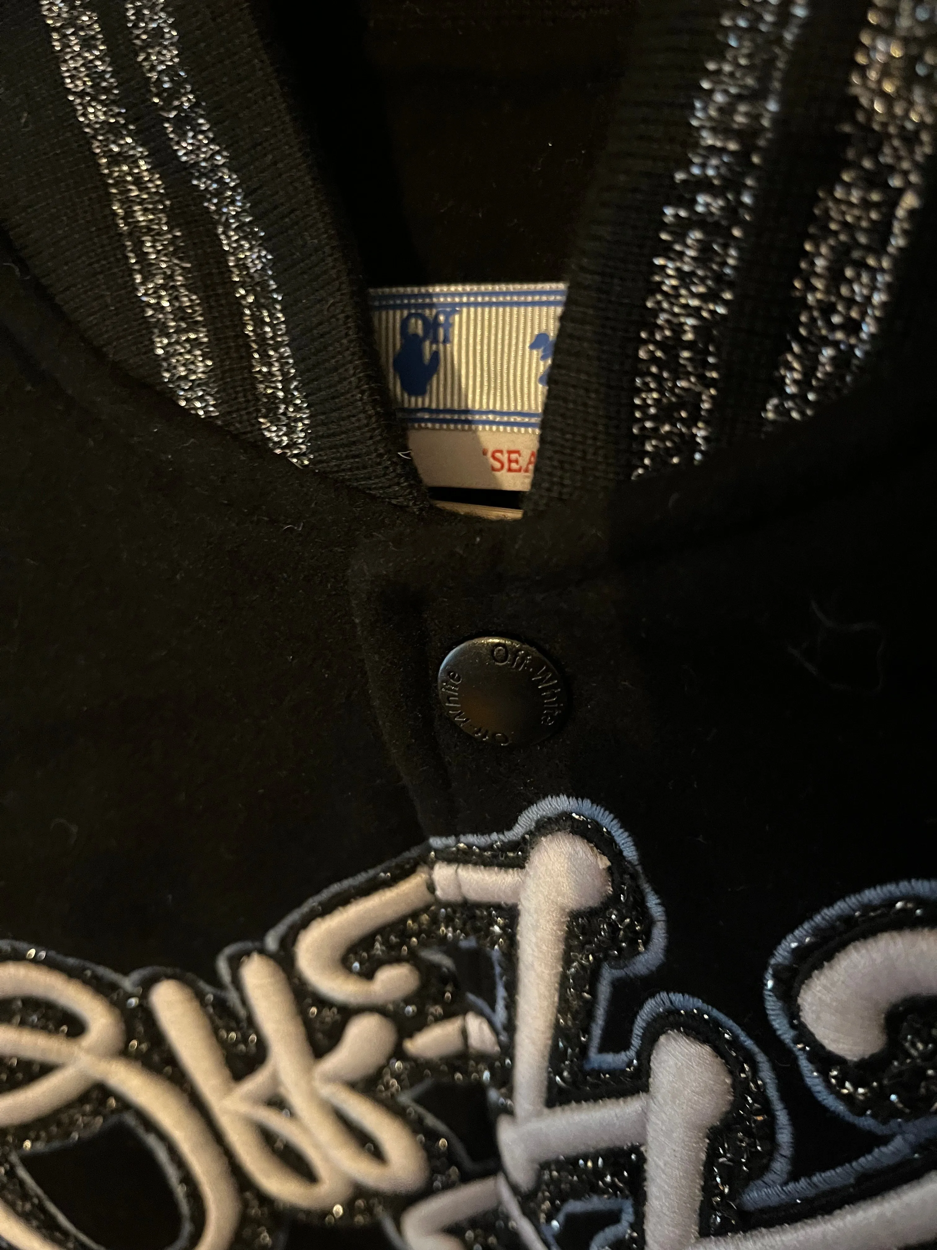 Off-White c/o Chicago Bulls " Red Varsity " Jacket styled in Black for Fall&Winter 2024