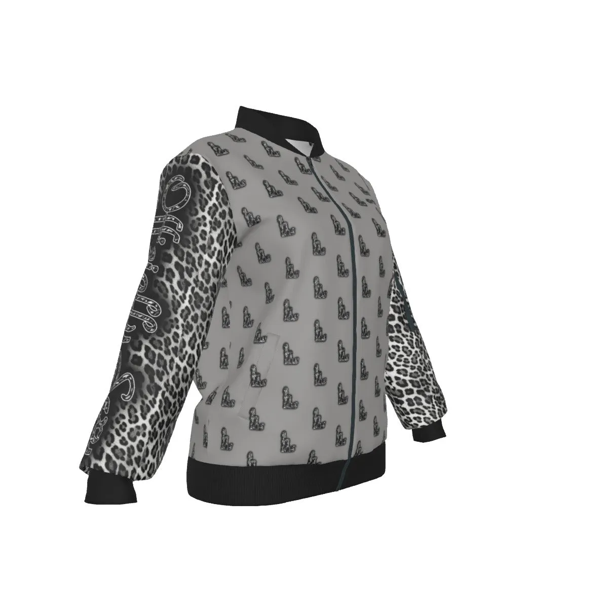 Officially Sexy Snow Leopard Collection Women's Girl on OS Logo All Over Jacket With Small Print Sleeves (English) #6