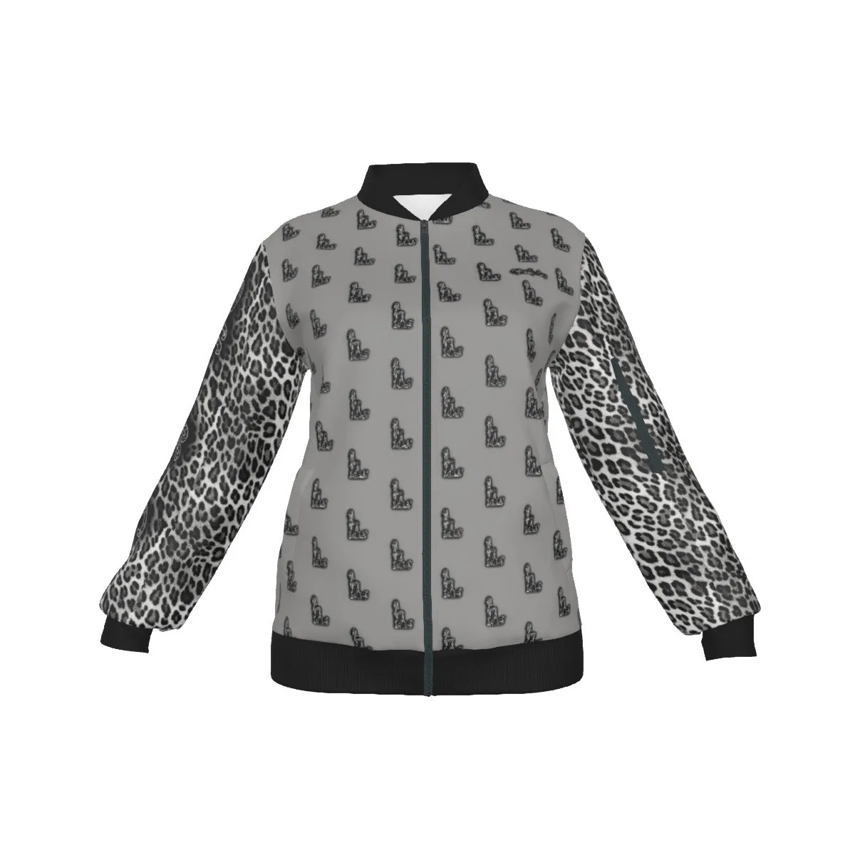 Officially Sexy Snow Leopard Collection Women's Girl on OS Logo All Over Jacket With Small Print Sleeves (English) #6