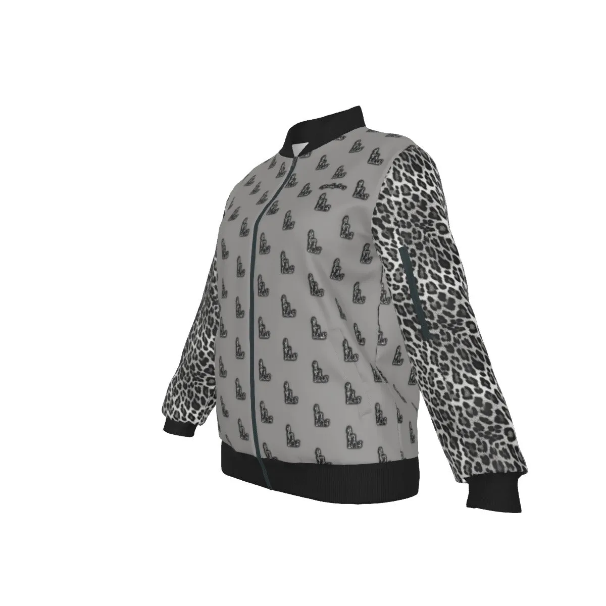 Officially Sexy Snow Leopard Collection Women's Girl on OS Logo All Over Jacket With Small Print Sleeves (English) #6