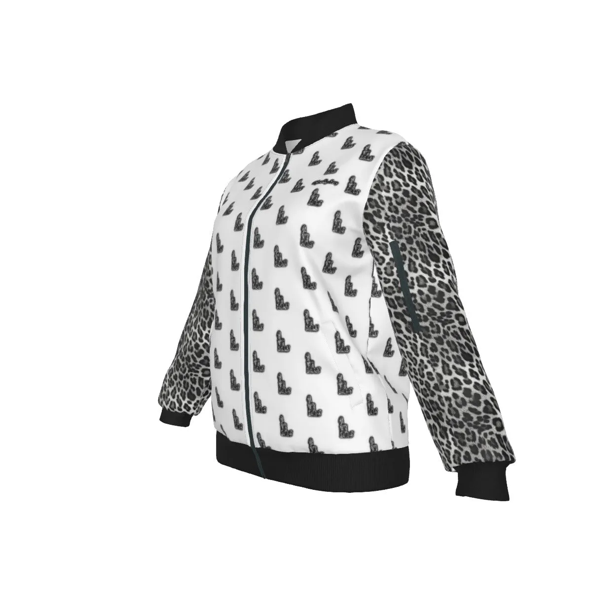 Officially Sexy Snow Leopard Collection Women's Girl on OS Logo All Over Jacket With Small Print Sleeves (English) #6