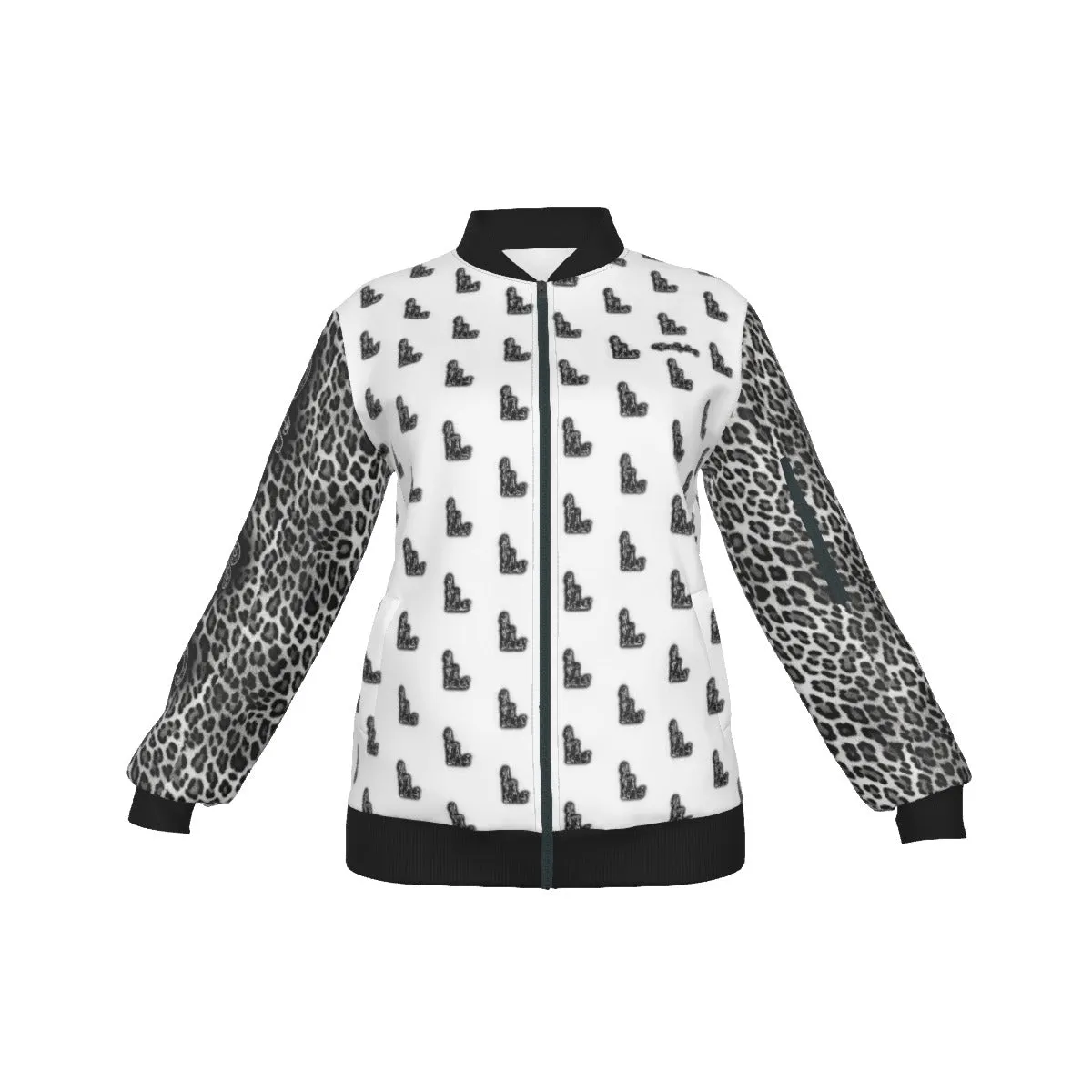 Officially Sexy Snow Leopard Collection Women's Girl on OS Logo All Over Jacket With Small Print Sleeves (English) #6