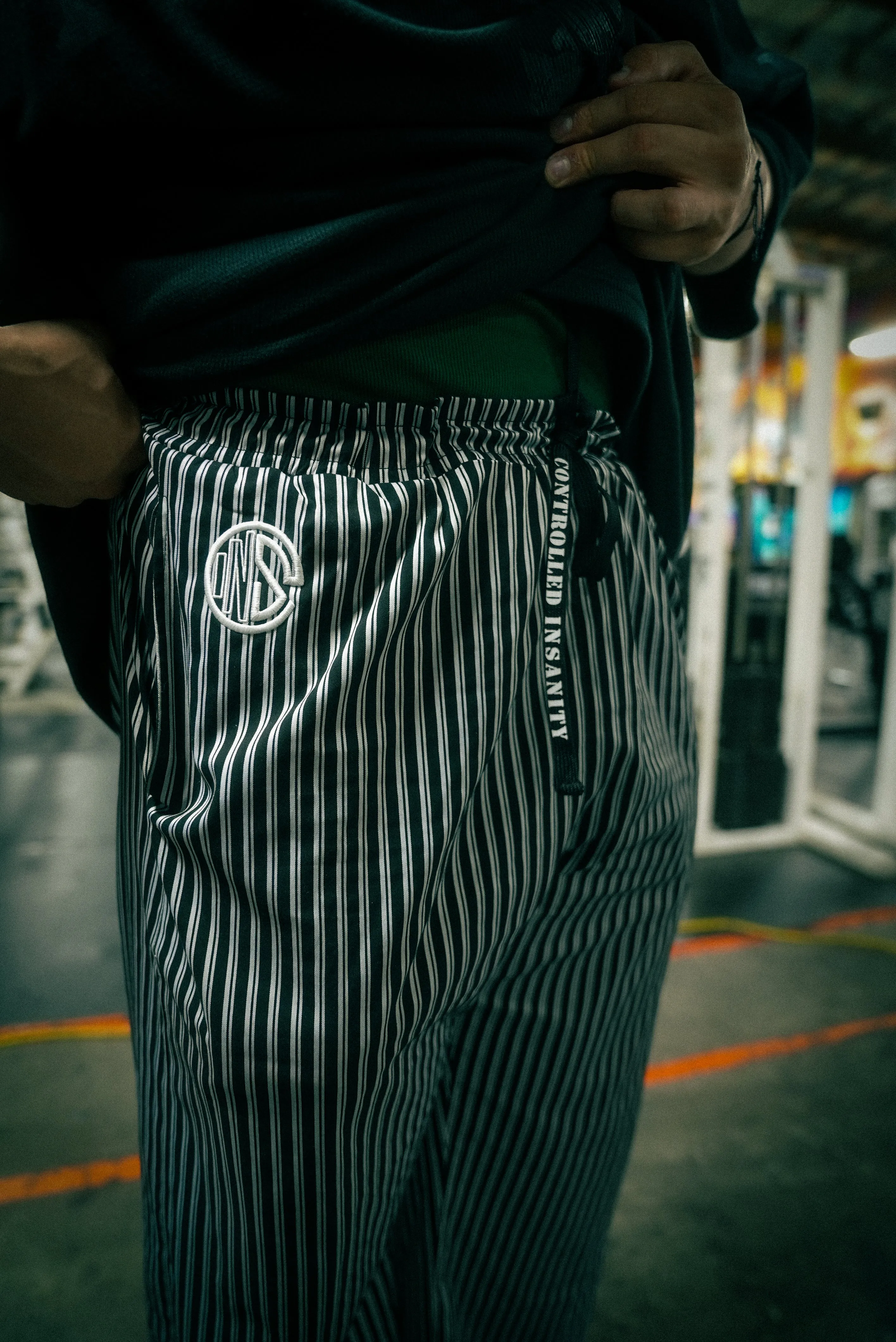 Onyx Black Pinstripe Sweatpants