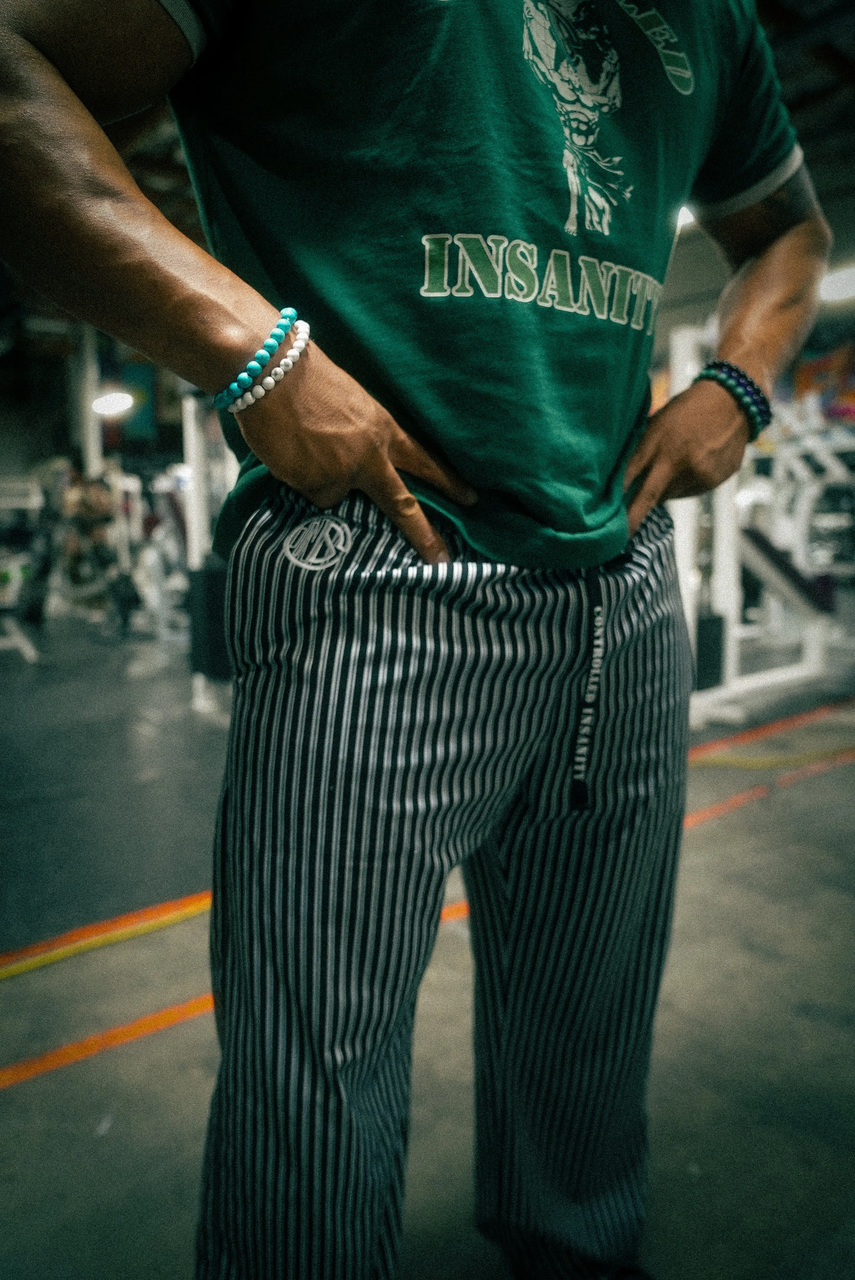 Onyx Black Pinstripe Sweatpants